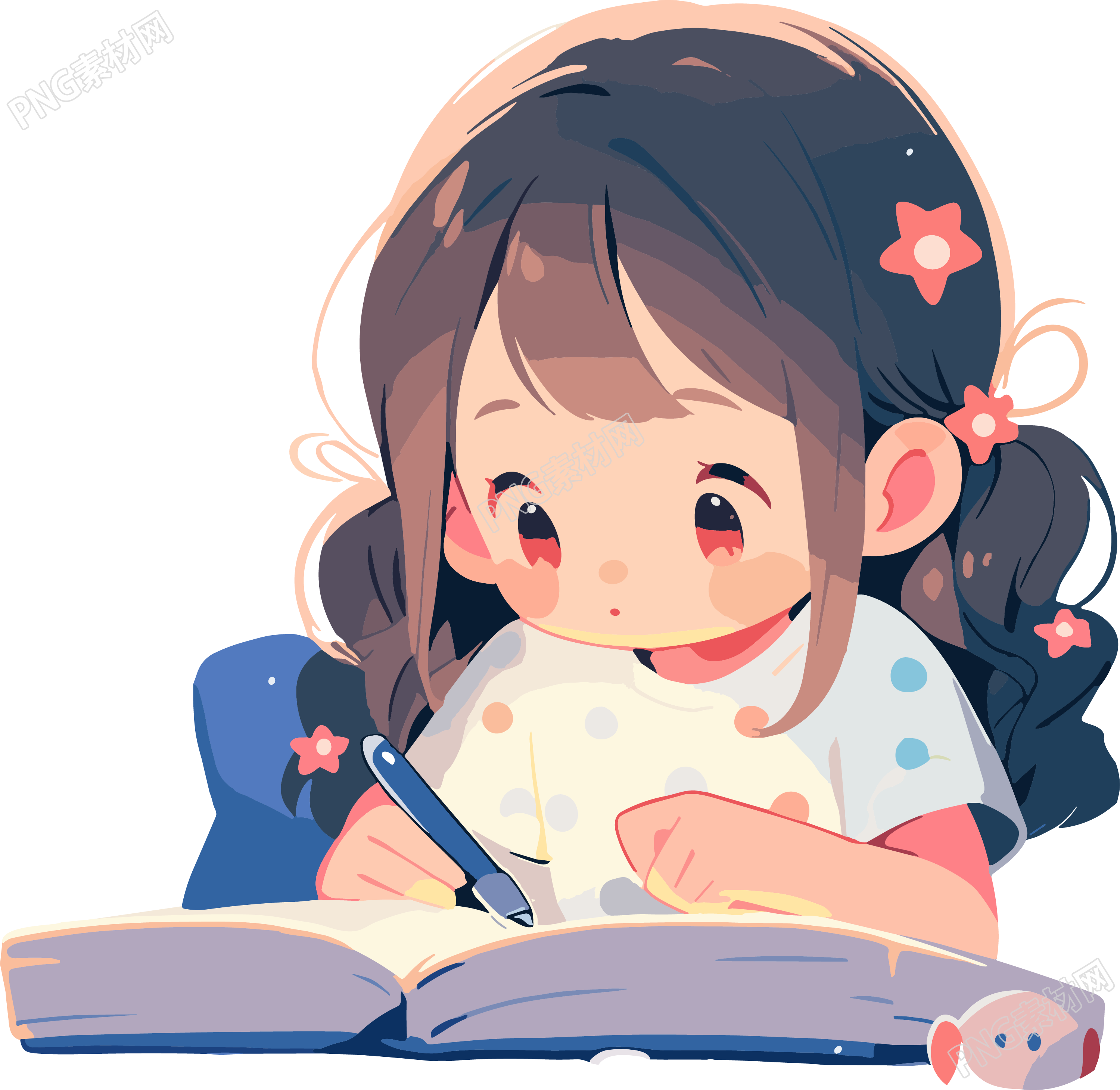 读书小女孩创意设计明亮素材