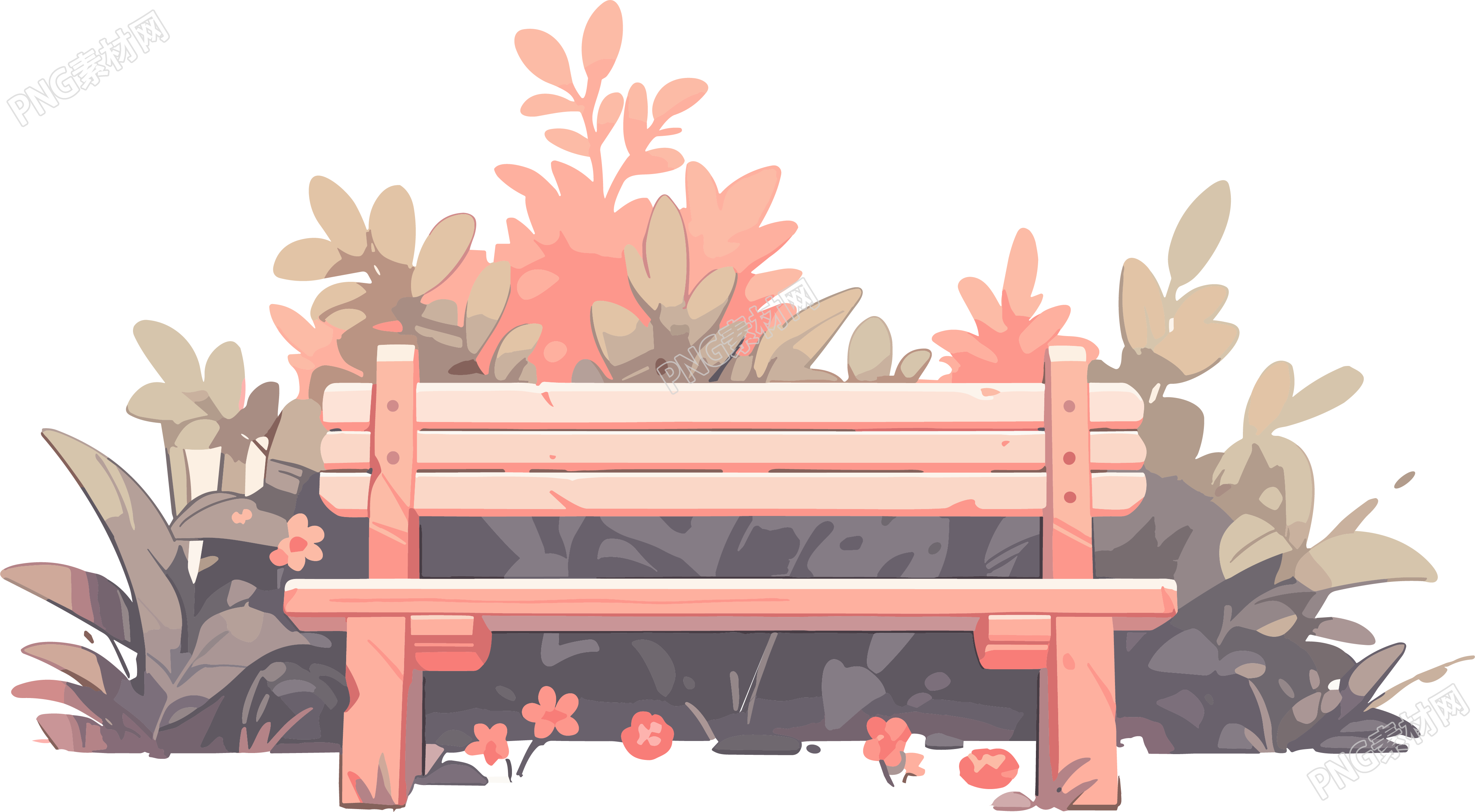 公园长椅透明背景插画