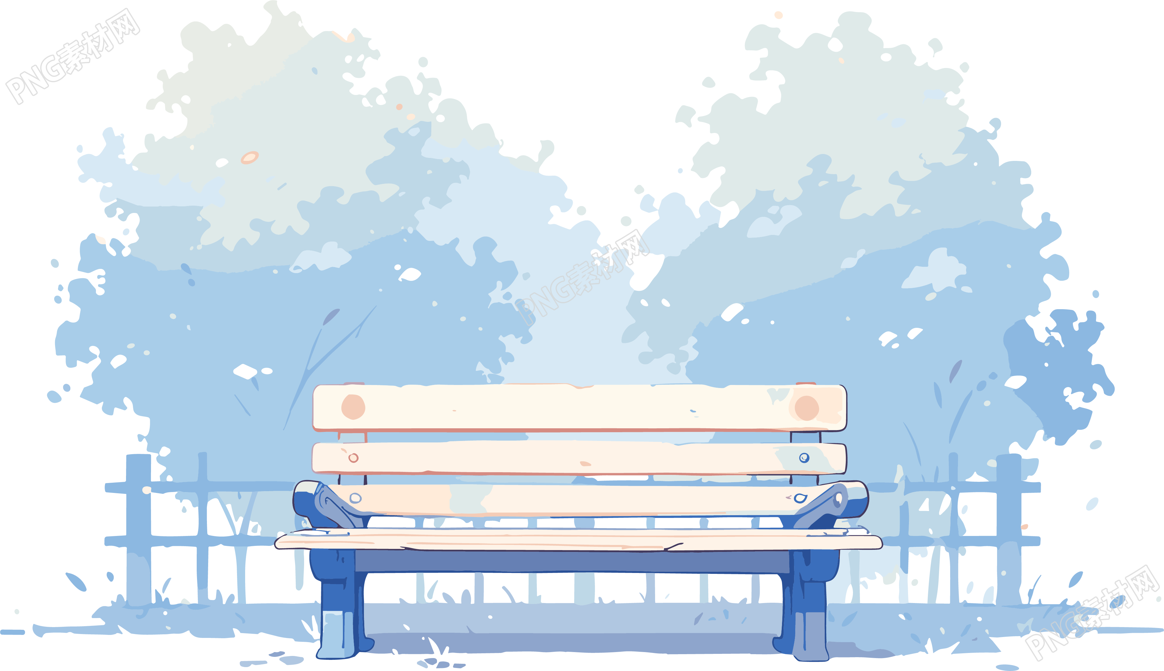 小清新长椅明亮商业设计插图