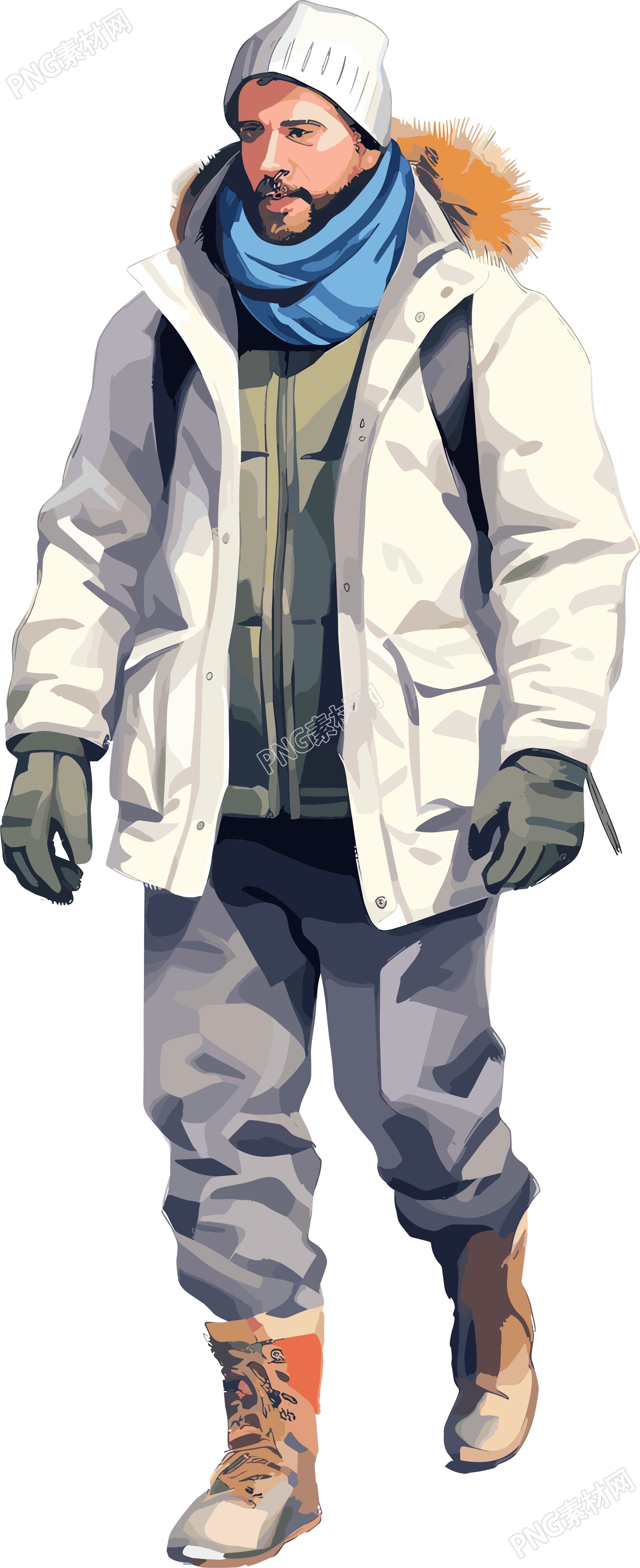 冬季服装保暖2D图形插图