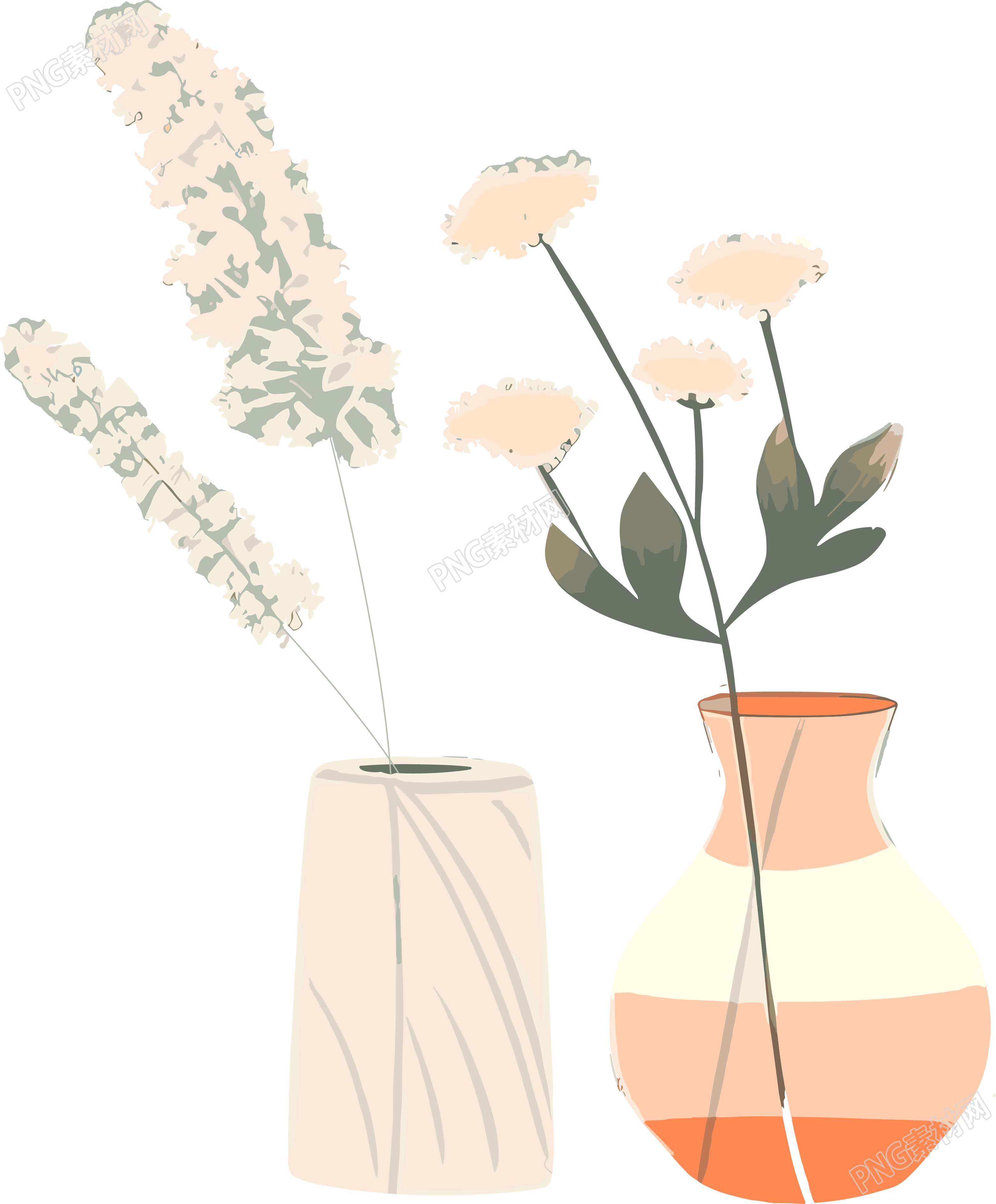 花朵主题的简约线条插画素材