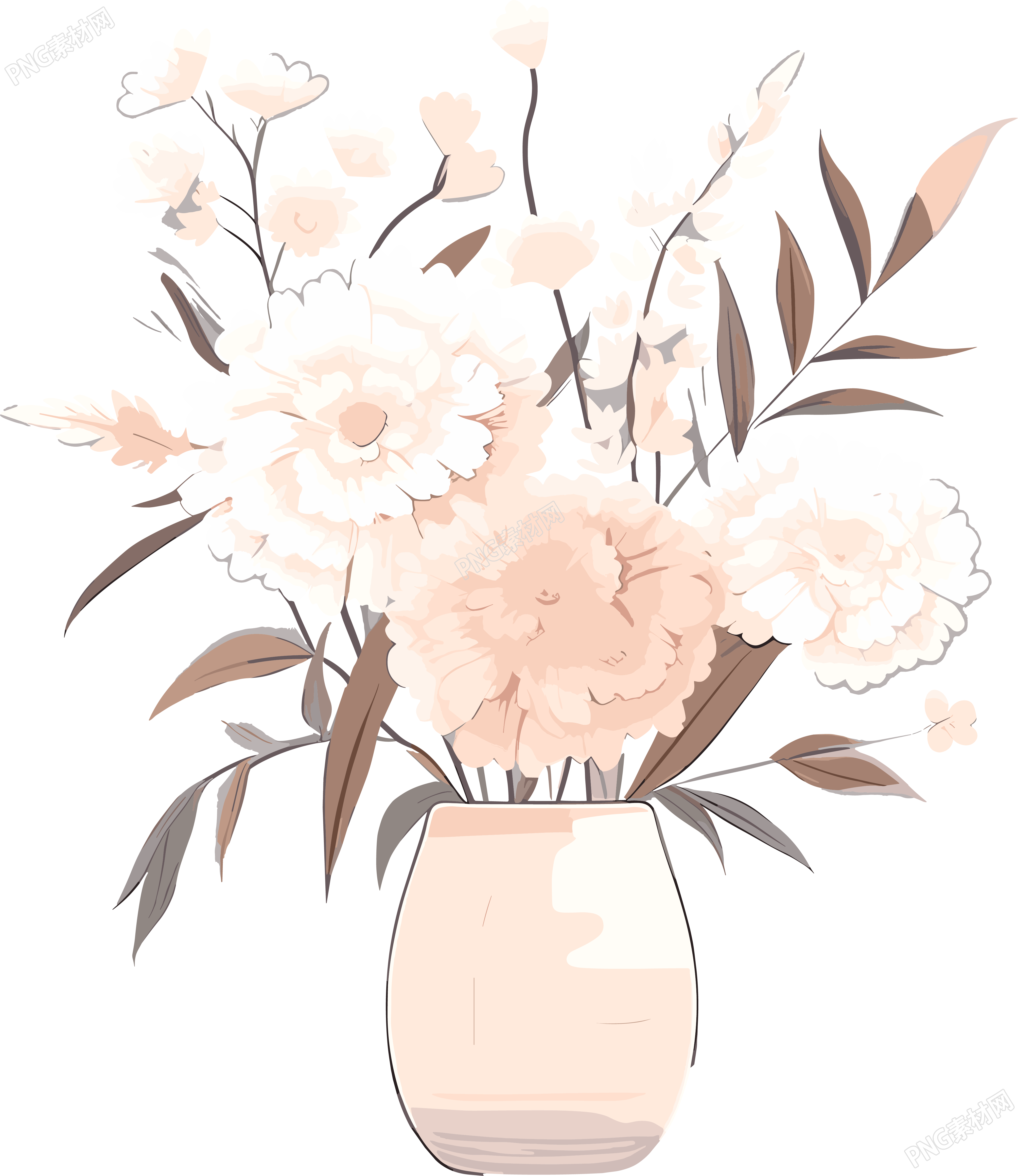 花朵素材简约线条插画设计元素