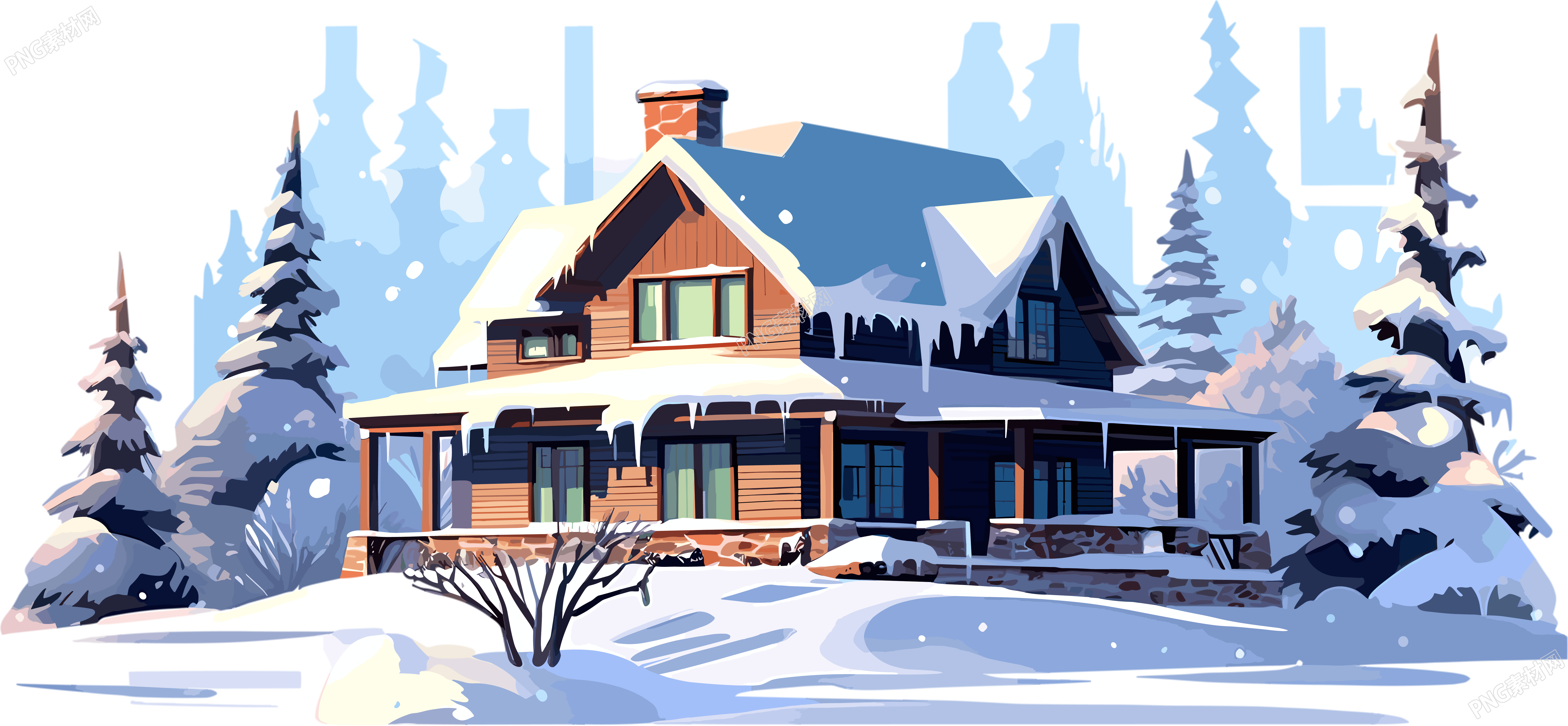 冰雪小屋2D平面图商业插图