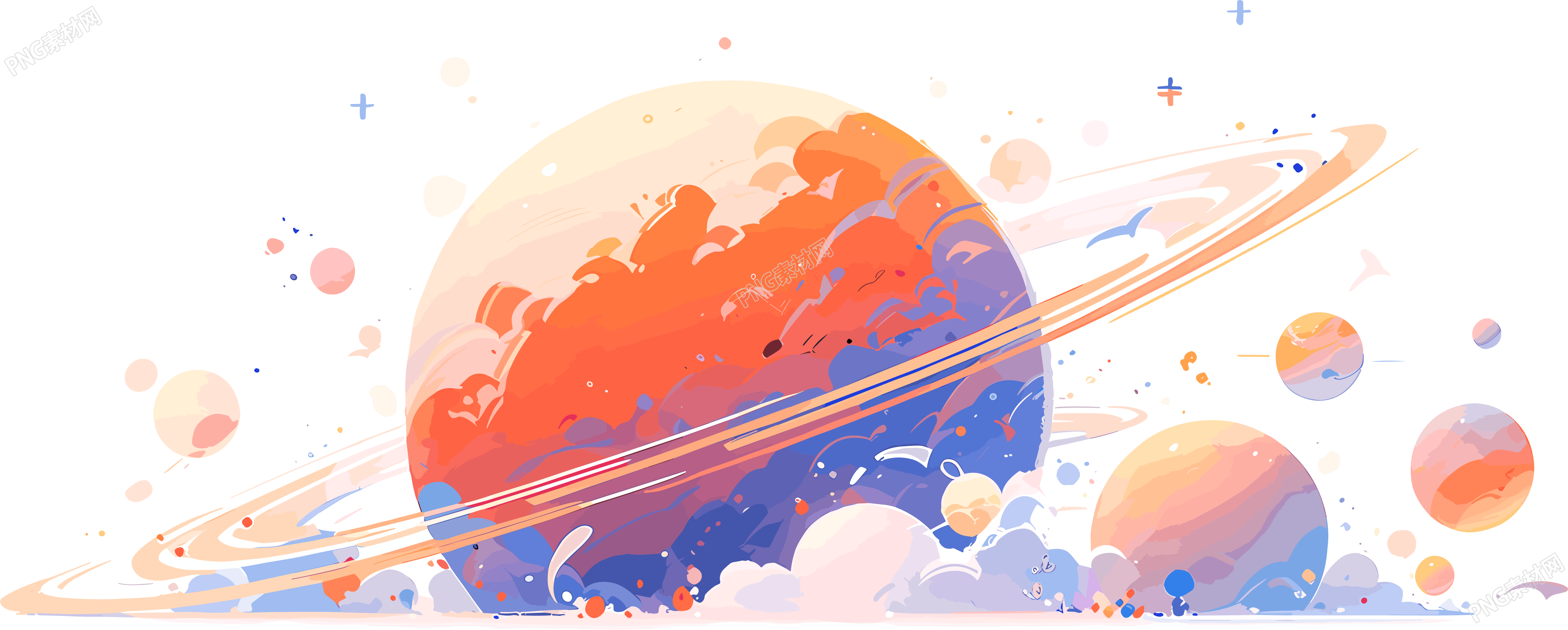 太空行星平面矢量插图
