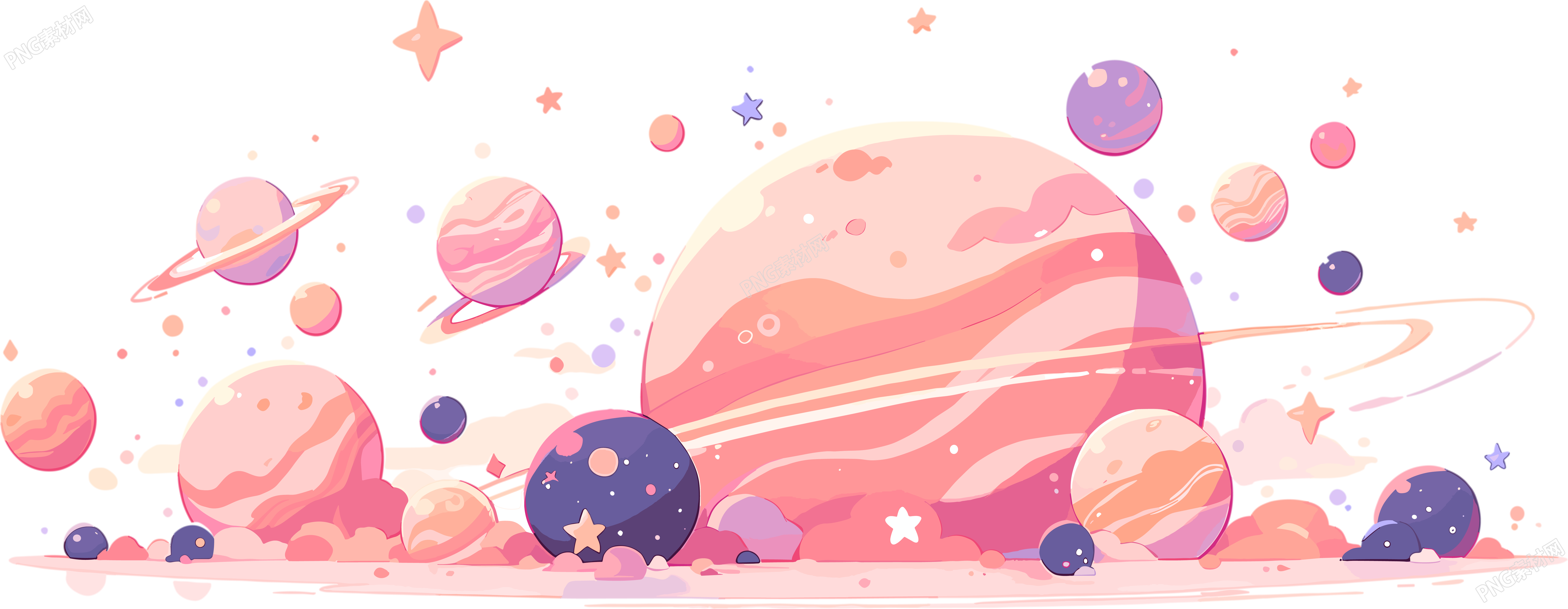 多彩星球扁平向量插画