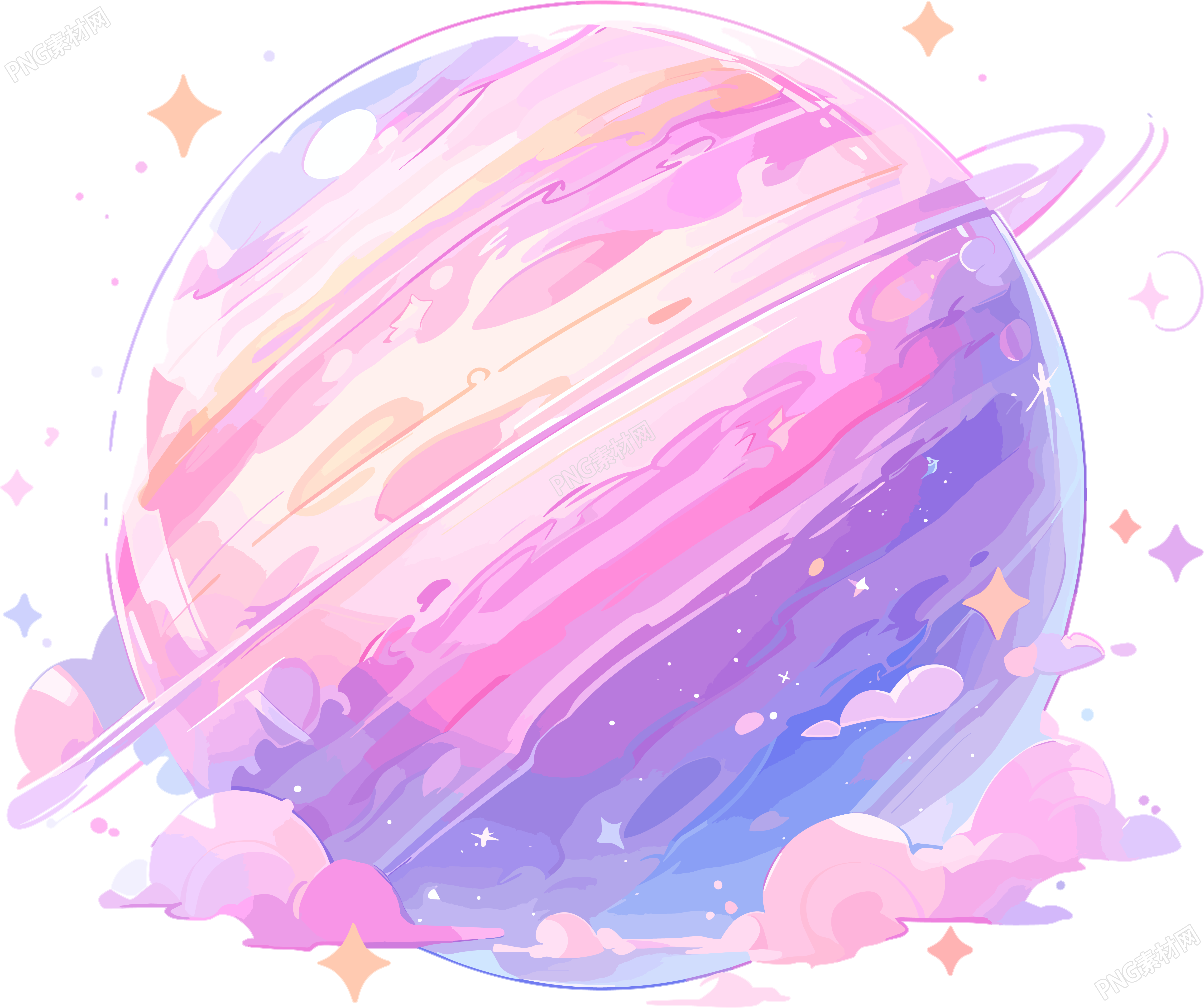 空间星球平面矢量插画
