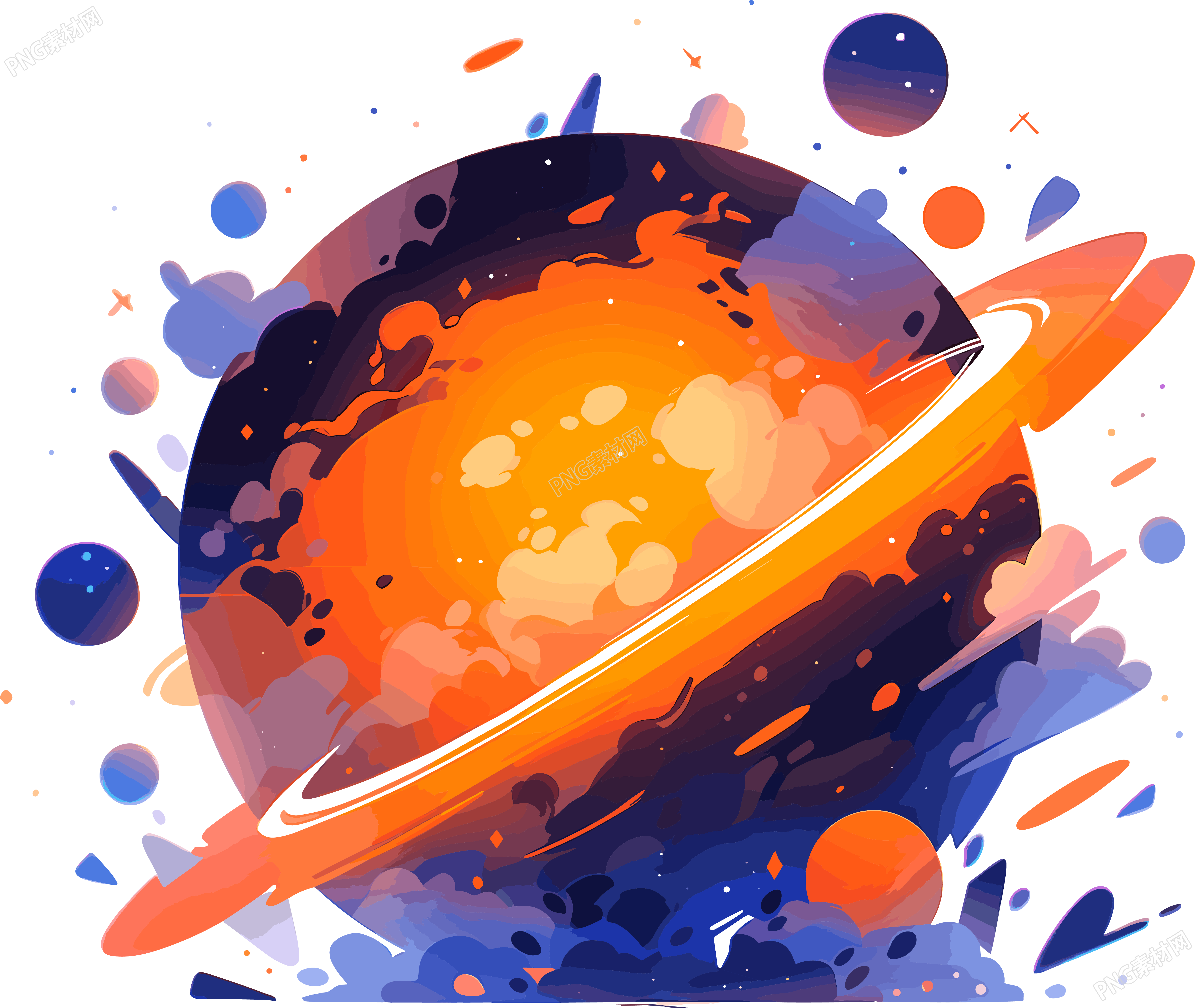 太空行星平面矢量插图