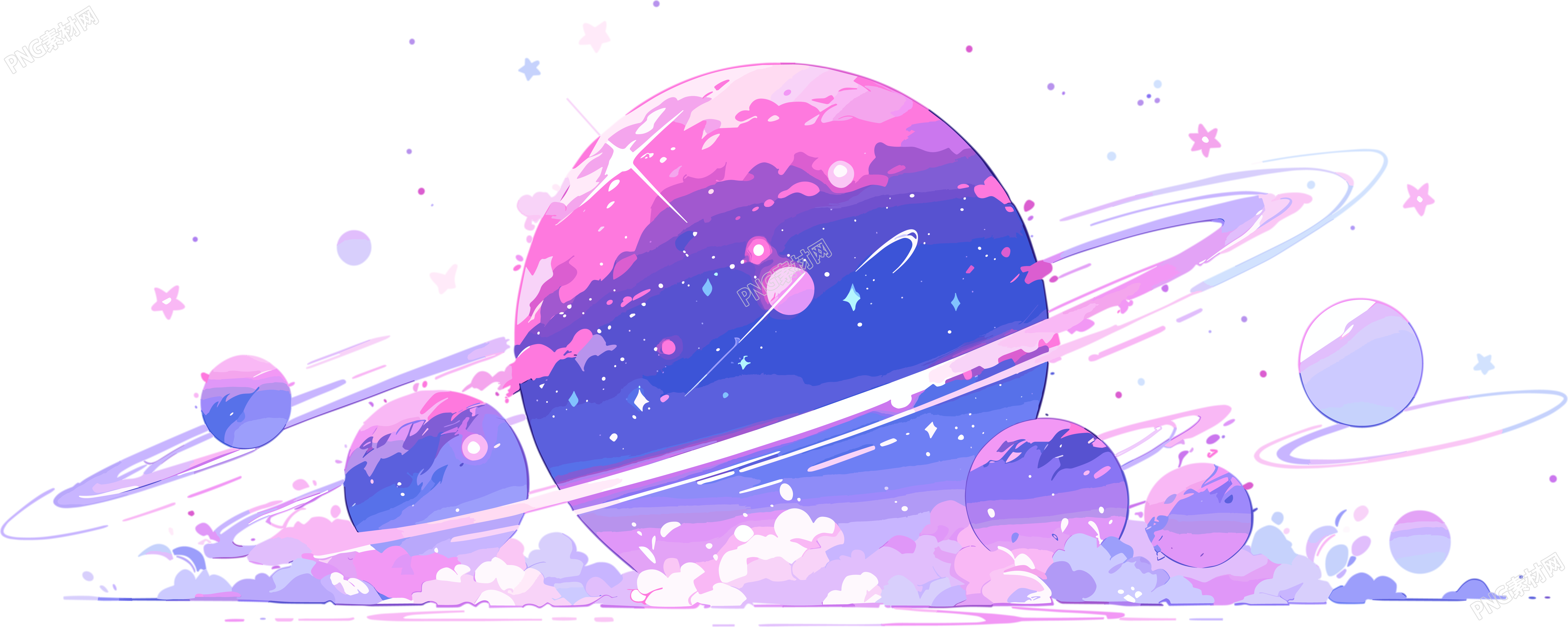 太空行星平面矢量插图