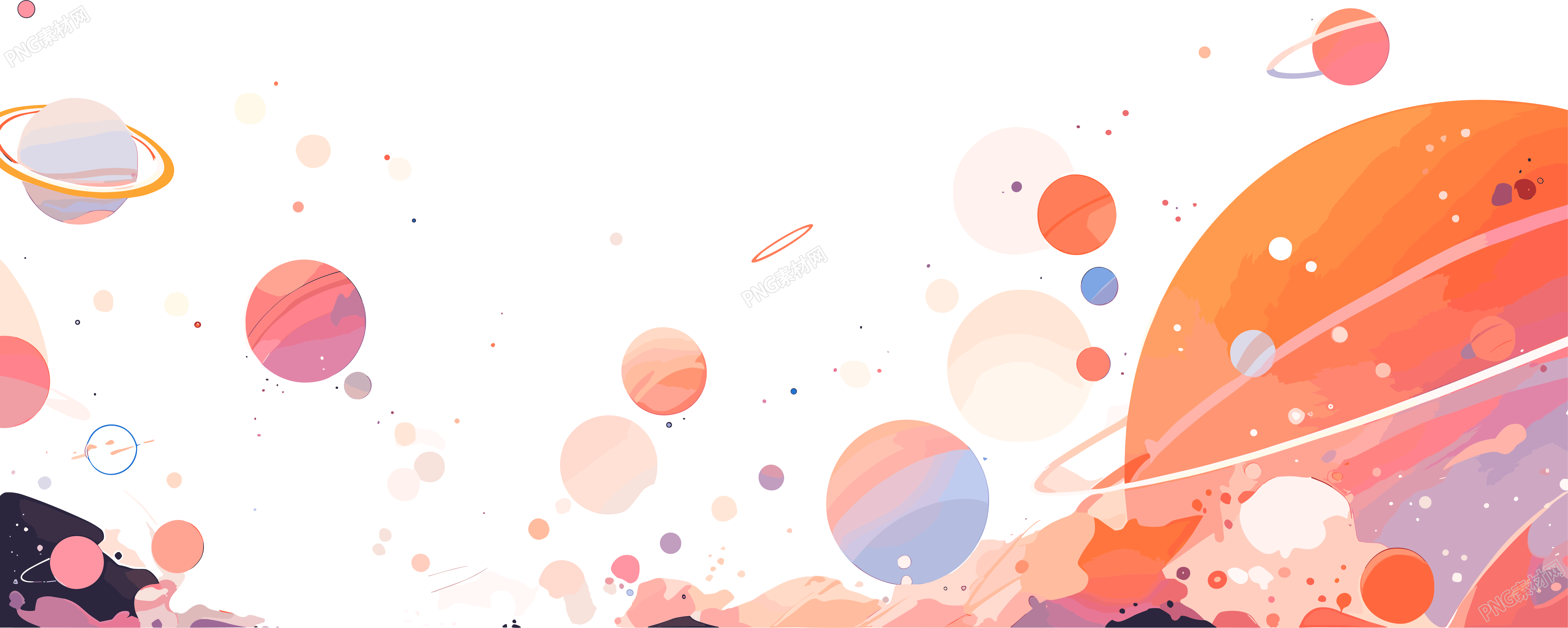 星空行星平面矢量插画