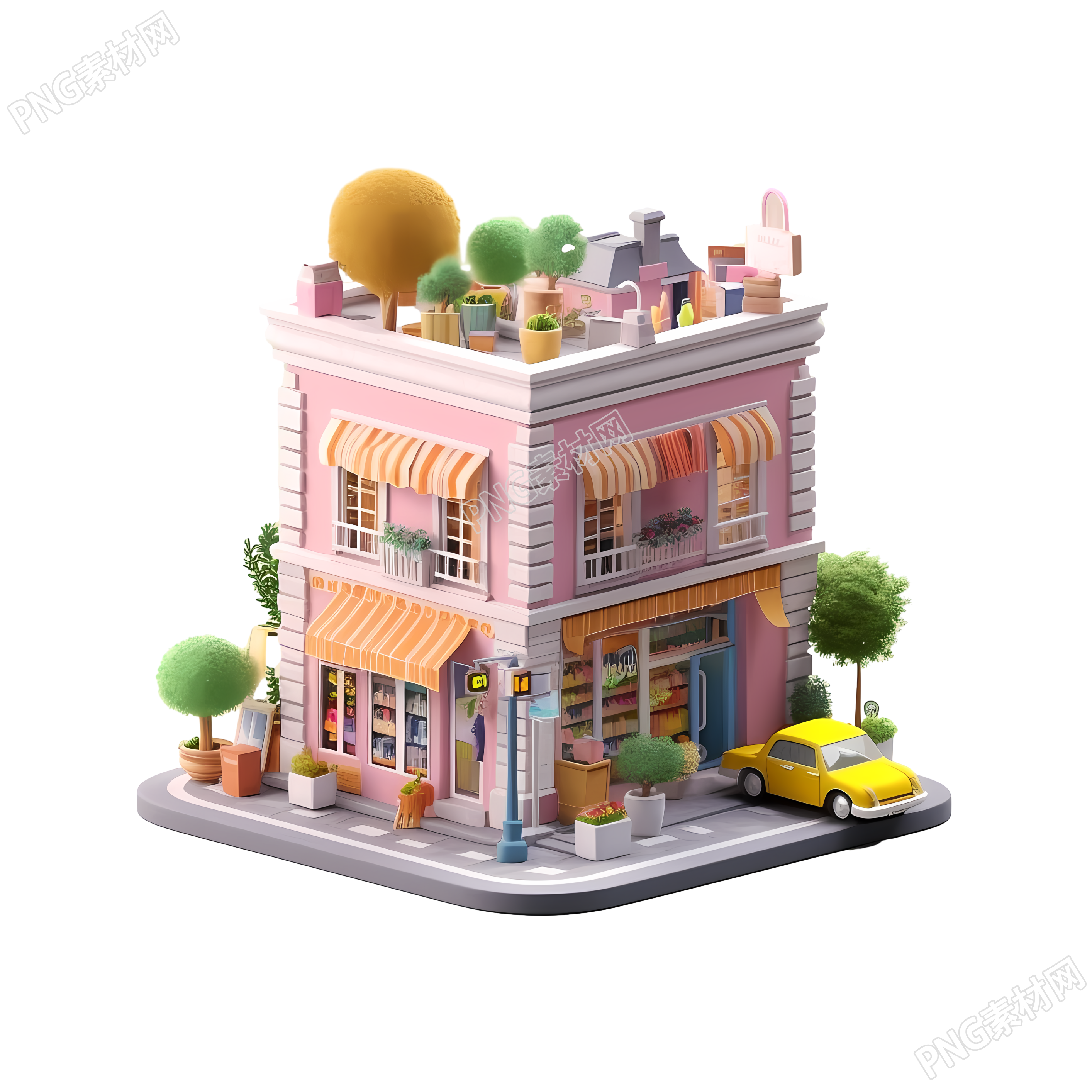 法国特色书店3D卡通模型