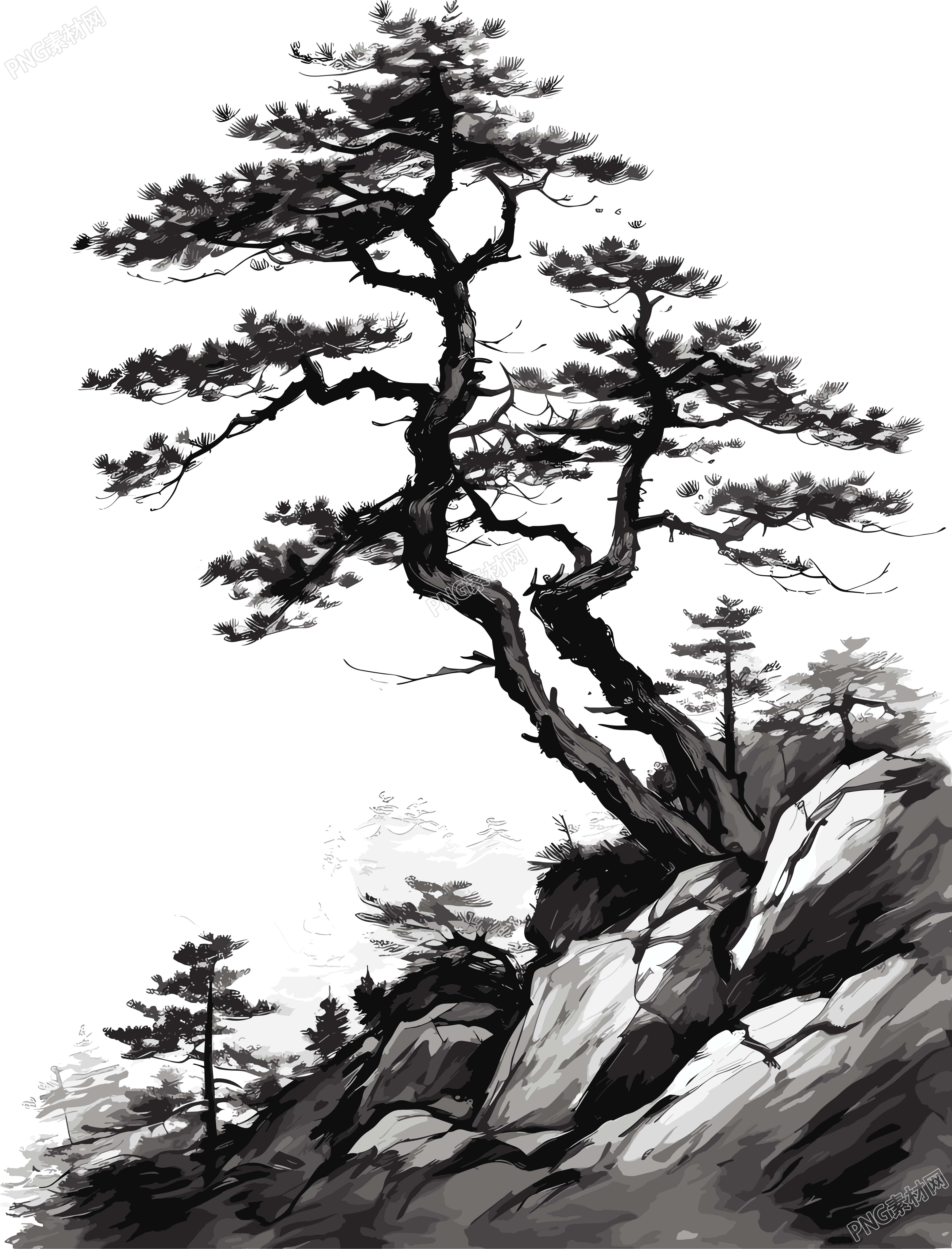 中国风墨迹白色背景插画
