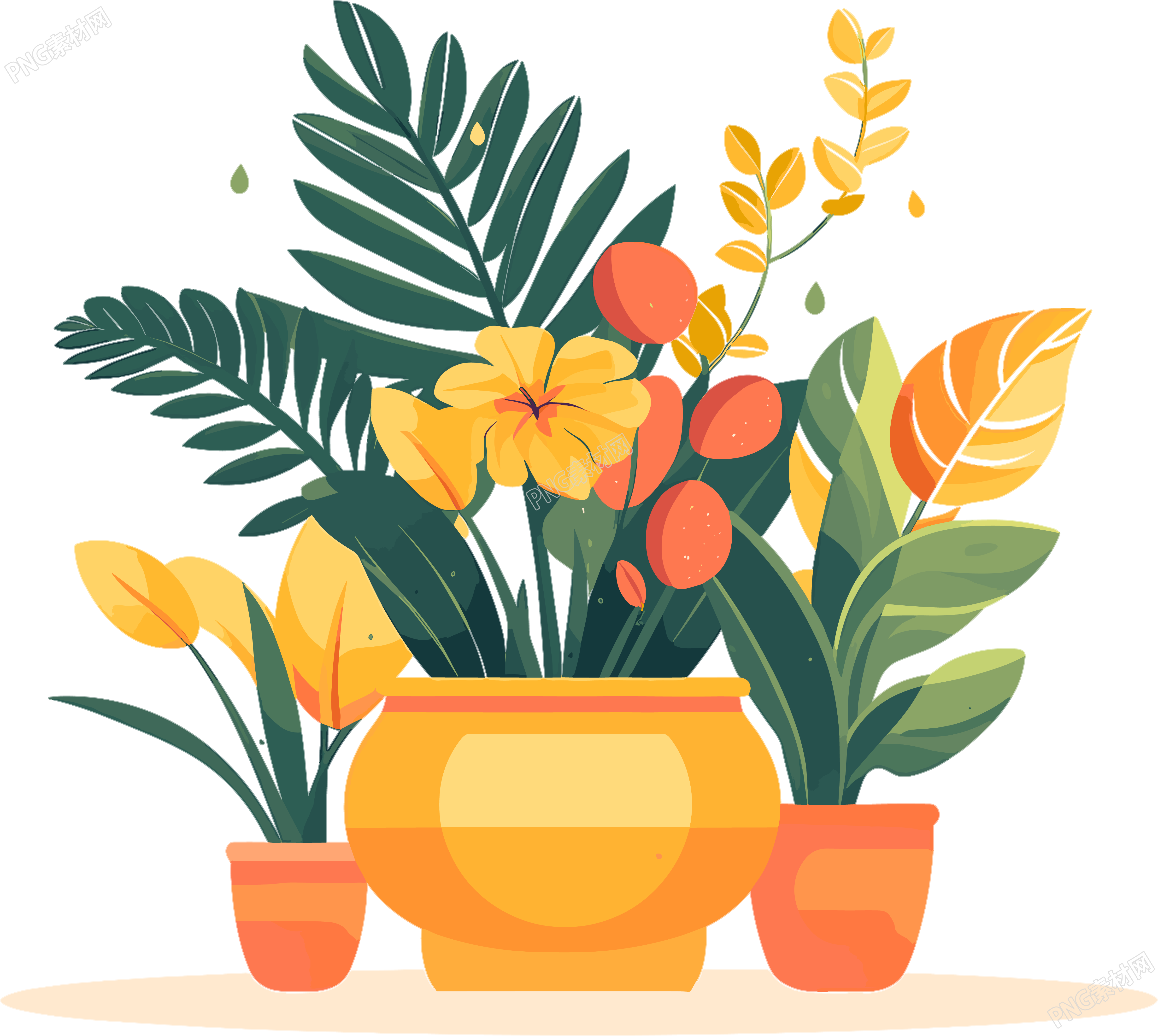 植物收集风格盆栽插画设计