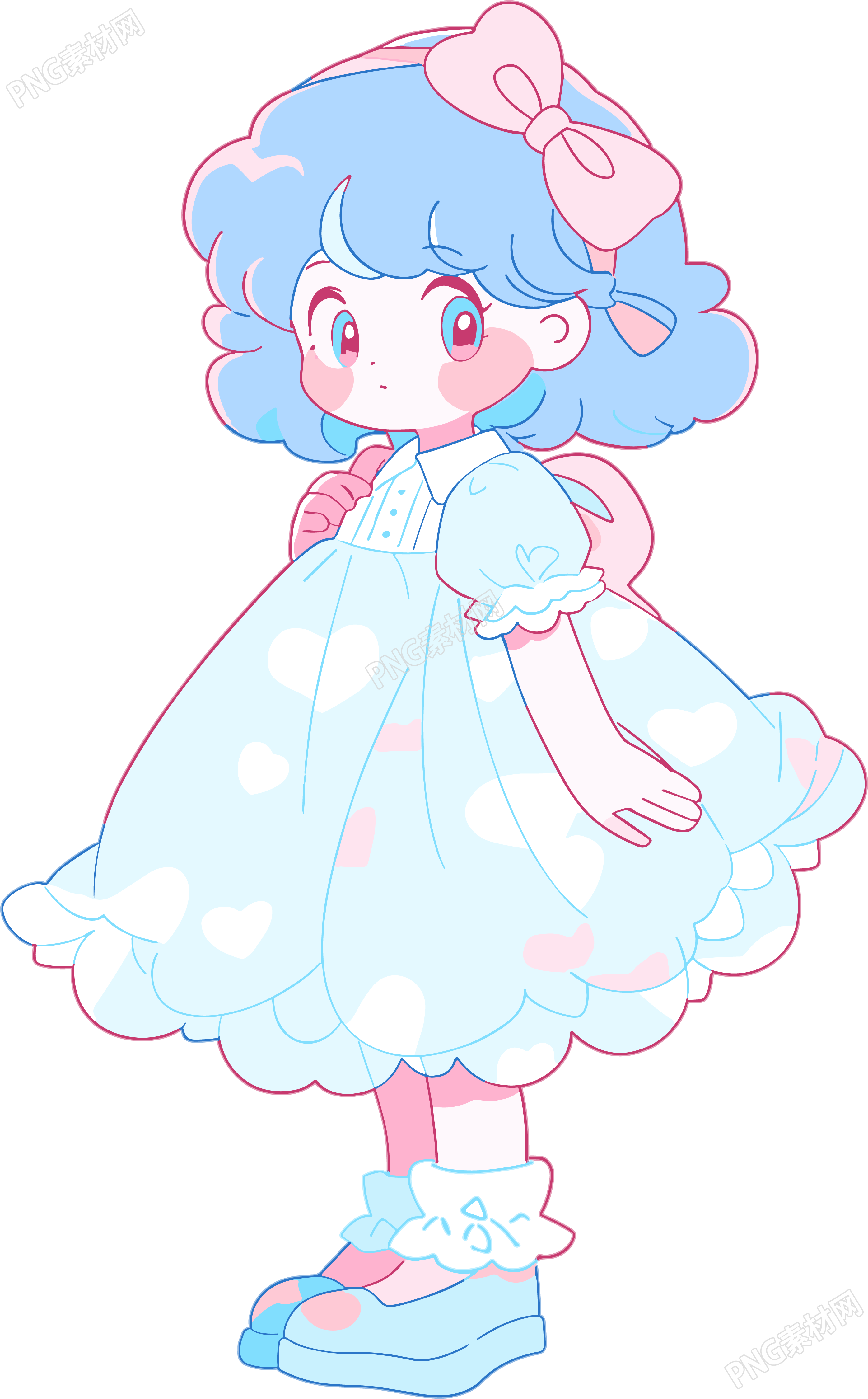 小女孩呆萌插画