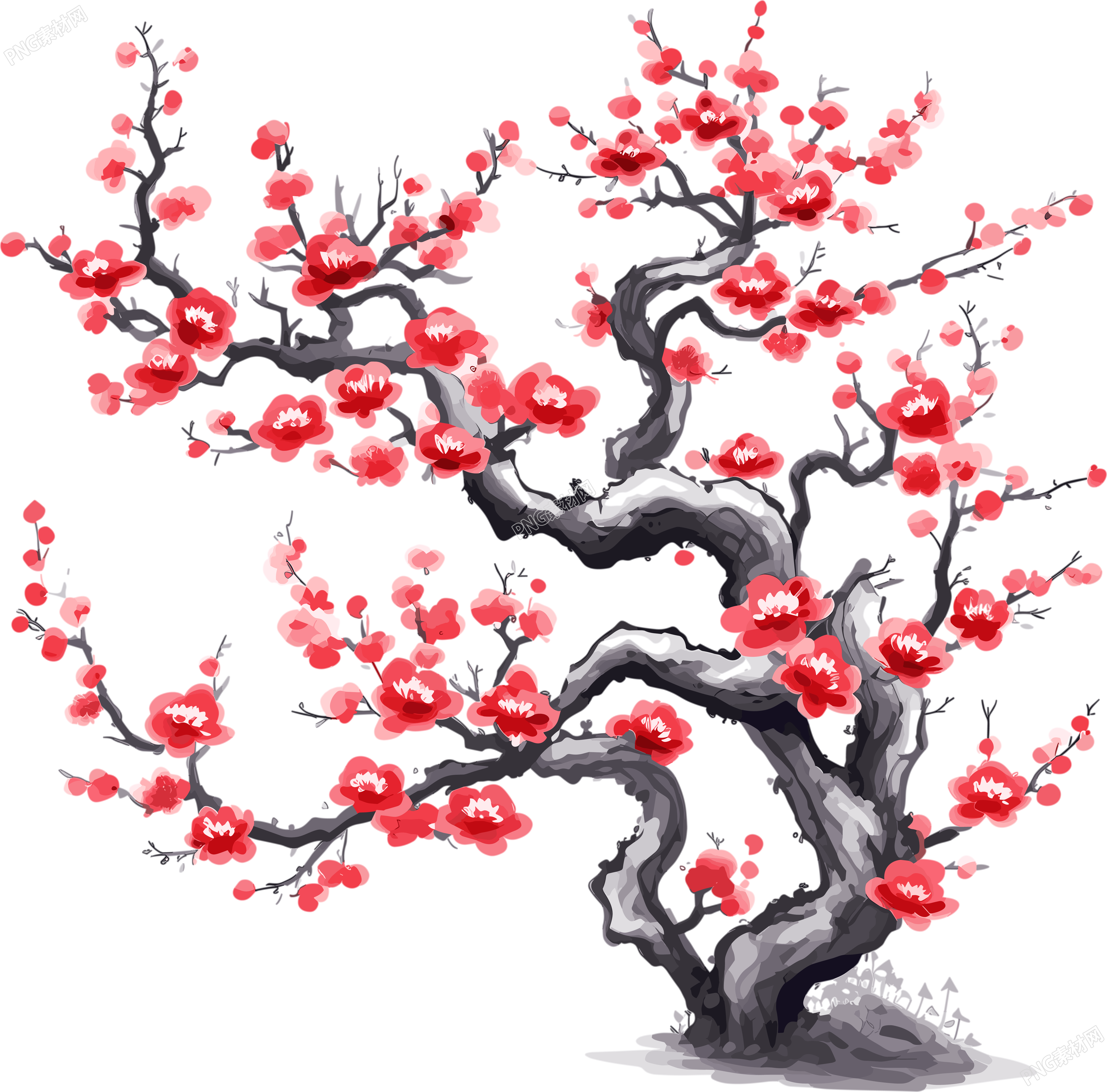 白底中国风梅花插画设计