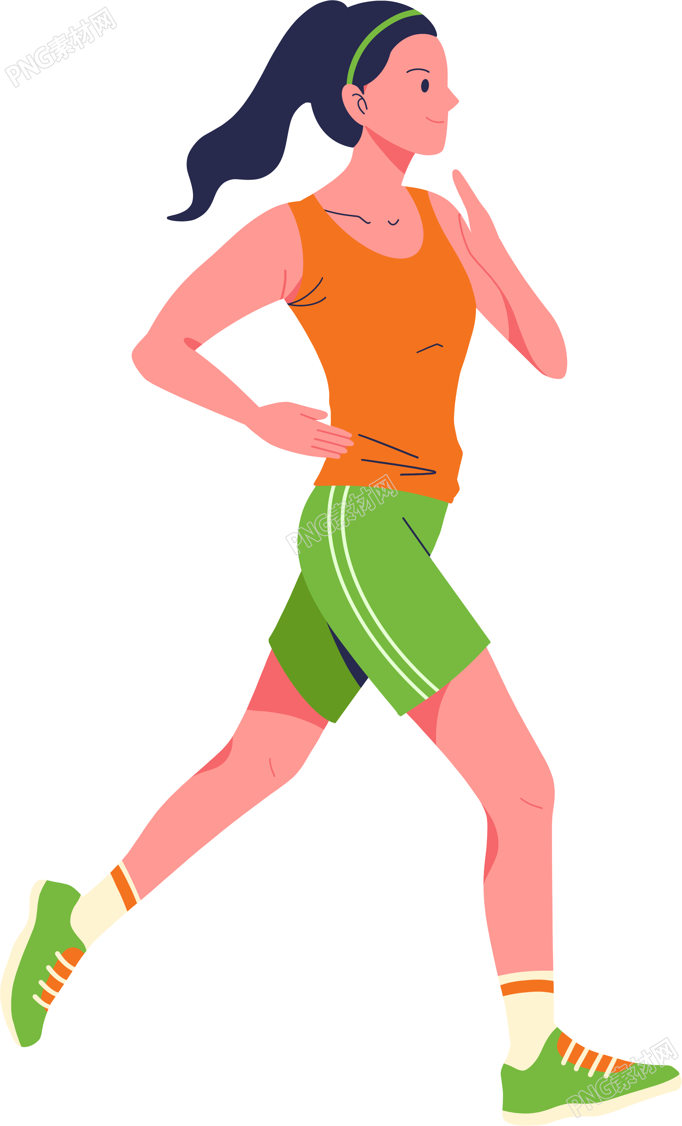 跑步女生强健体魄手绘插画
