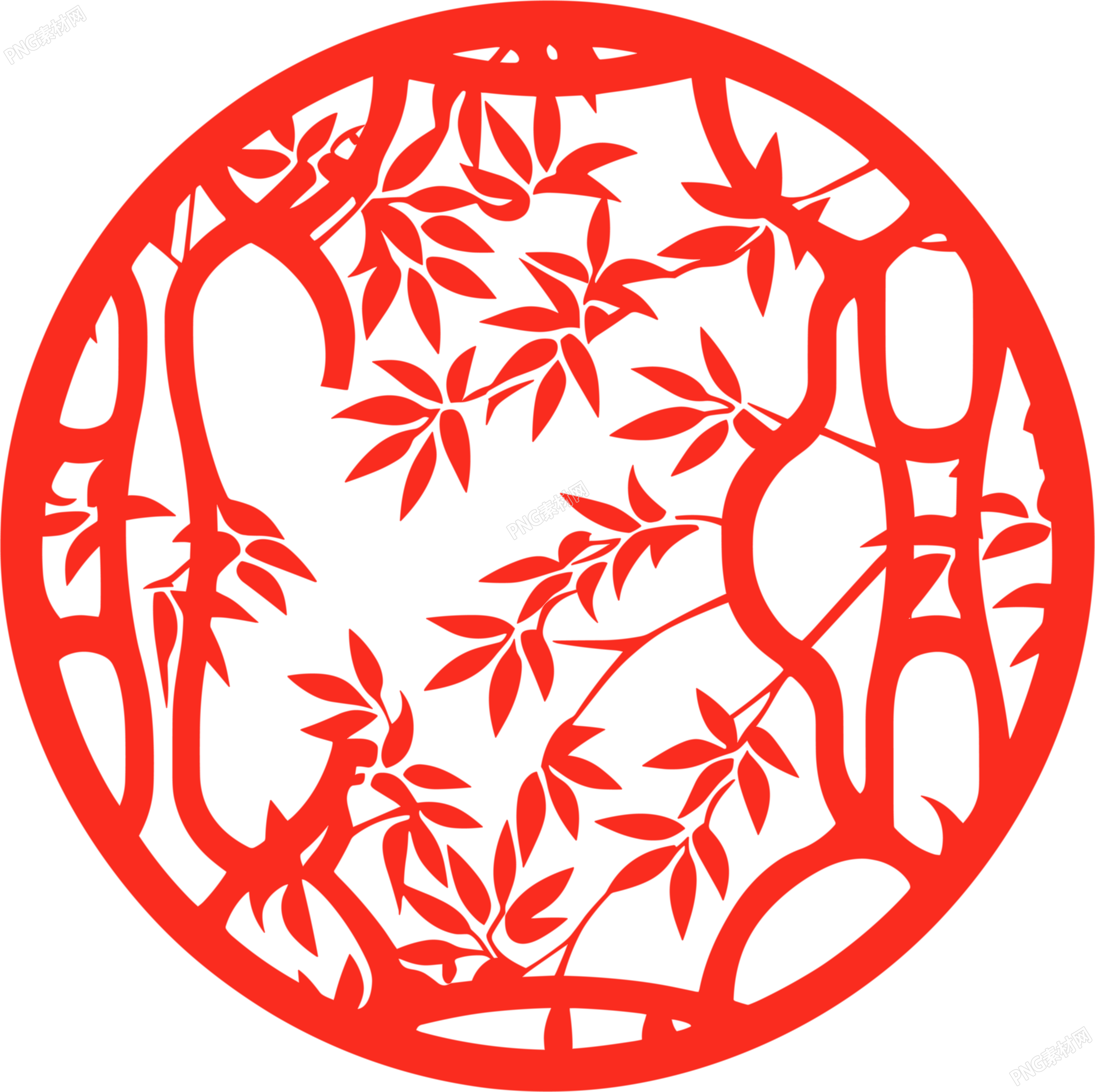 剪纸窗花竹叶插图