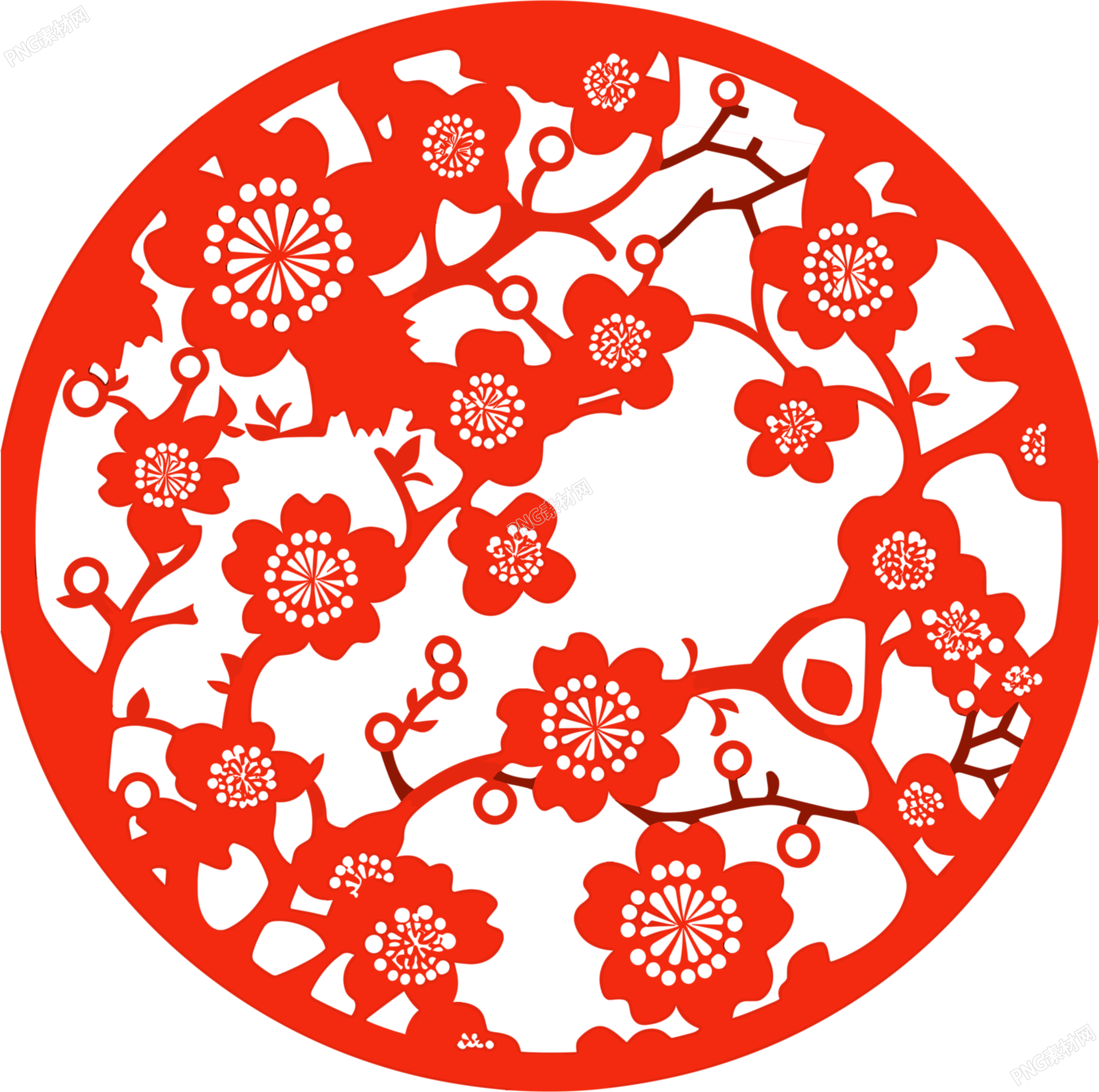 剪纸窗花腊梅插画