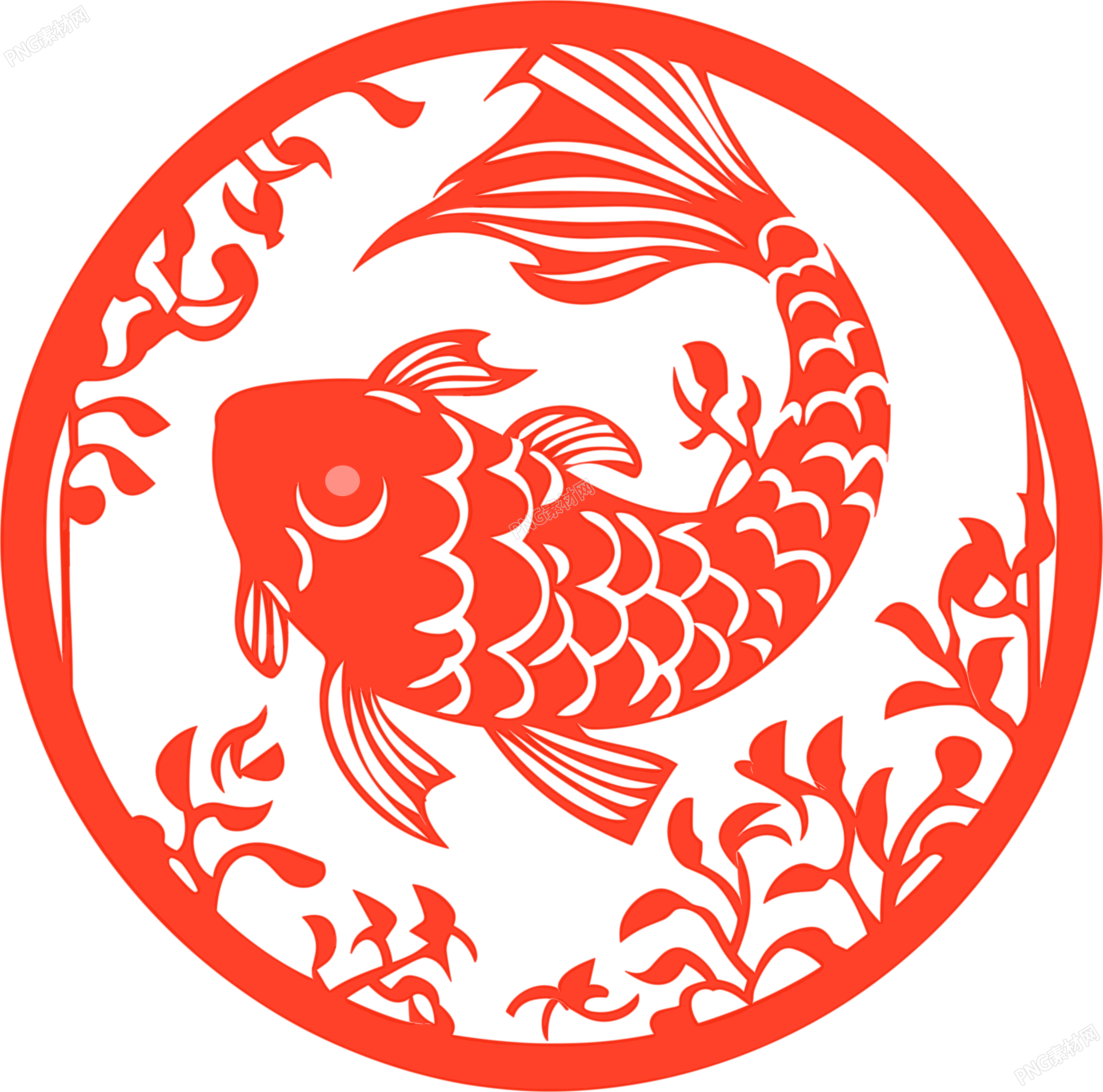 剪纸窗花年年有鱼插图