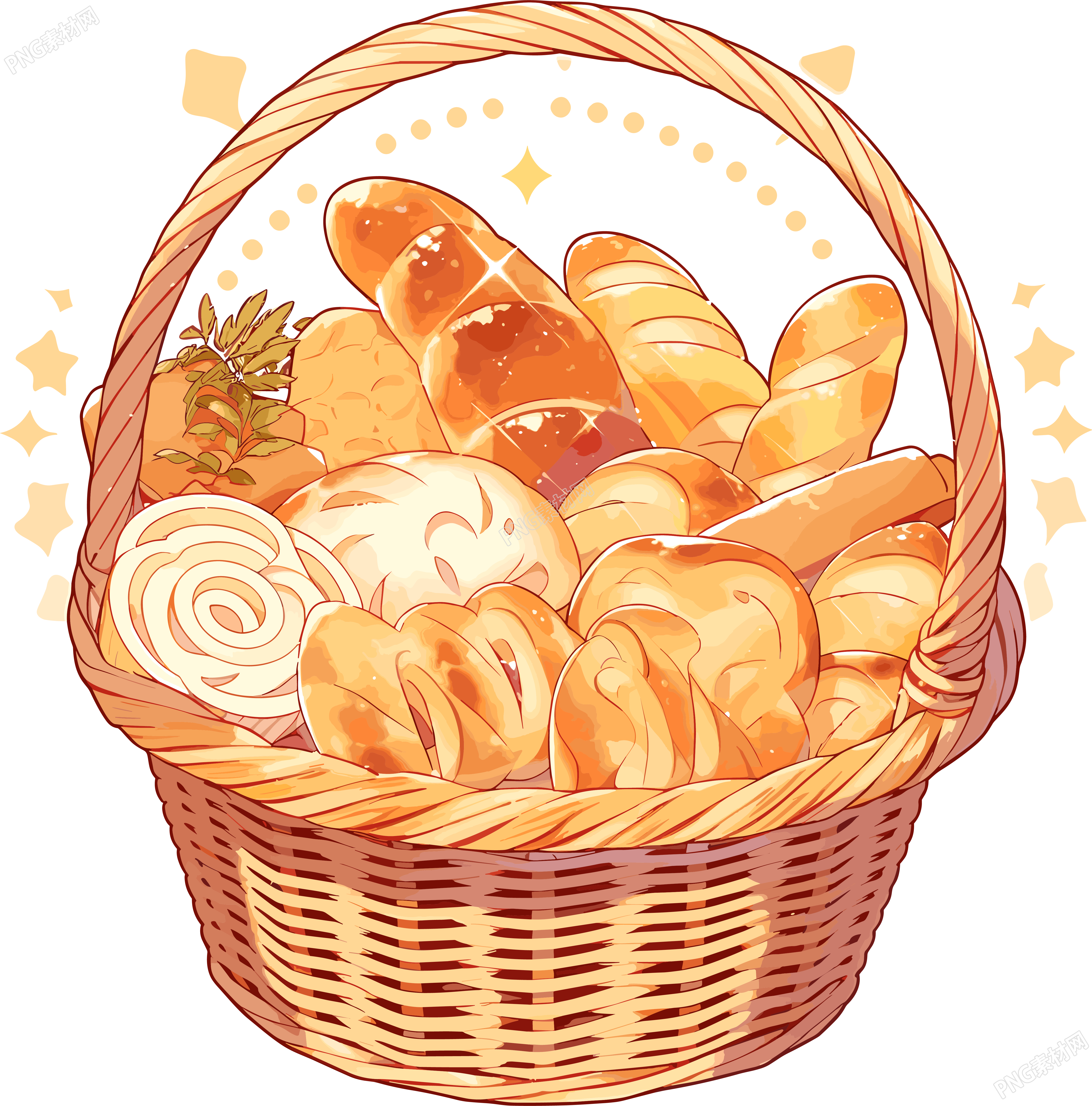 篮子里的面包可商用插画素材