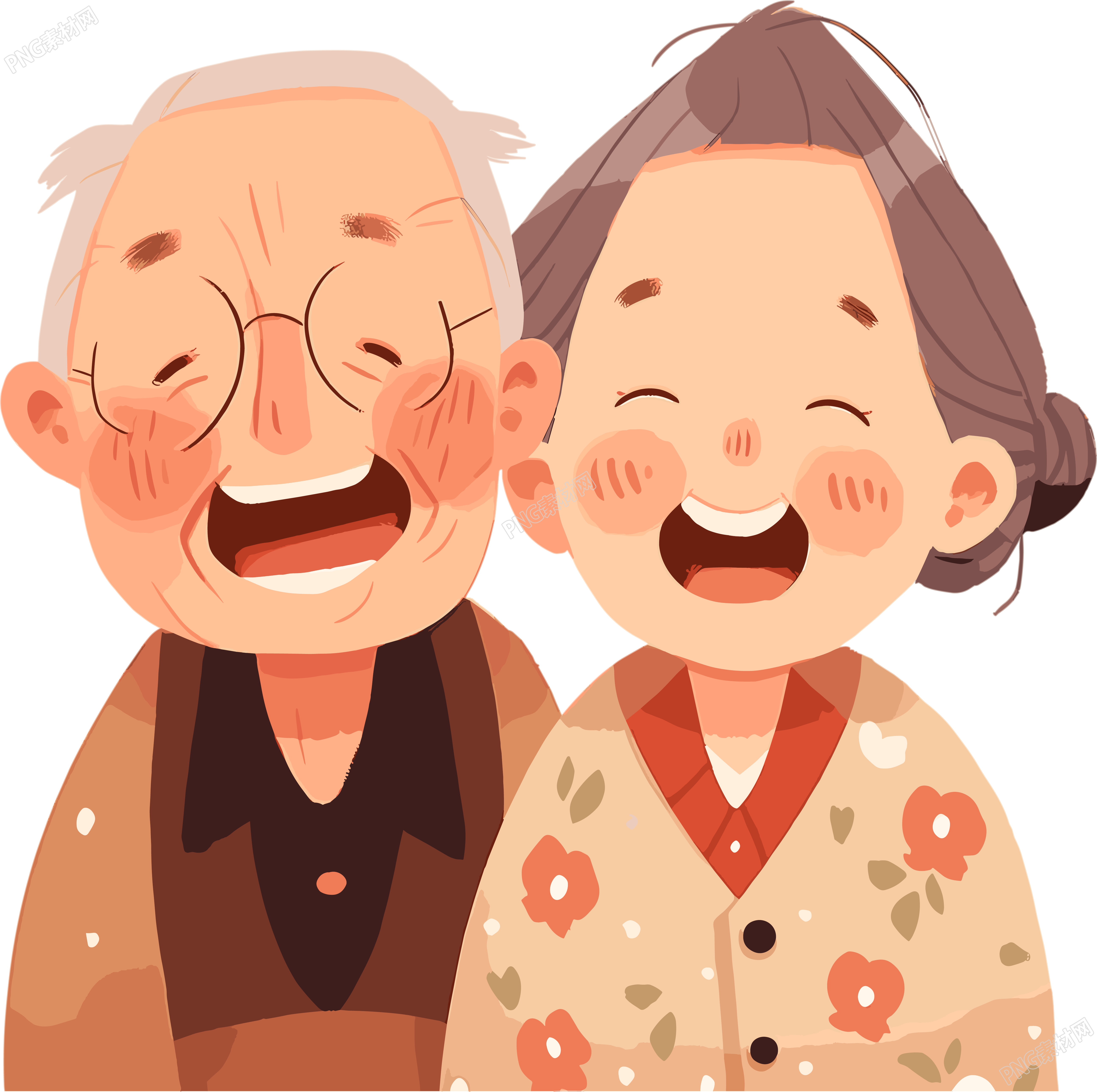 卡通老人插画元素
