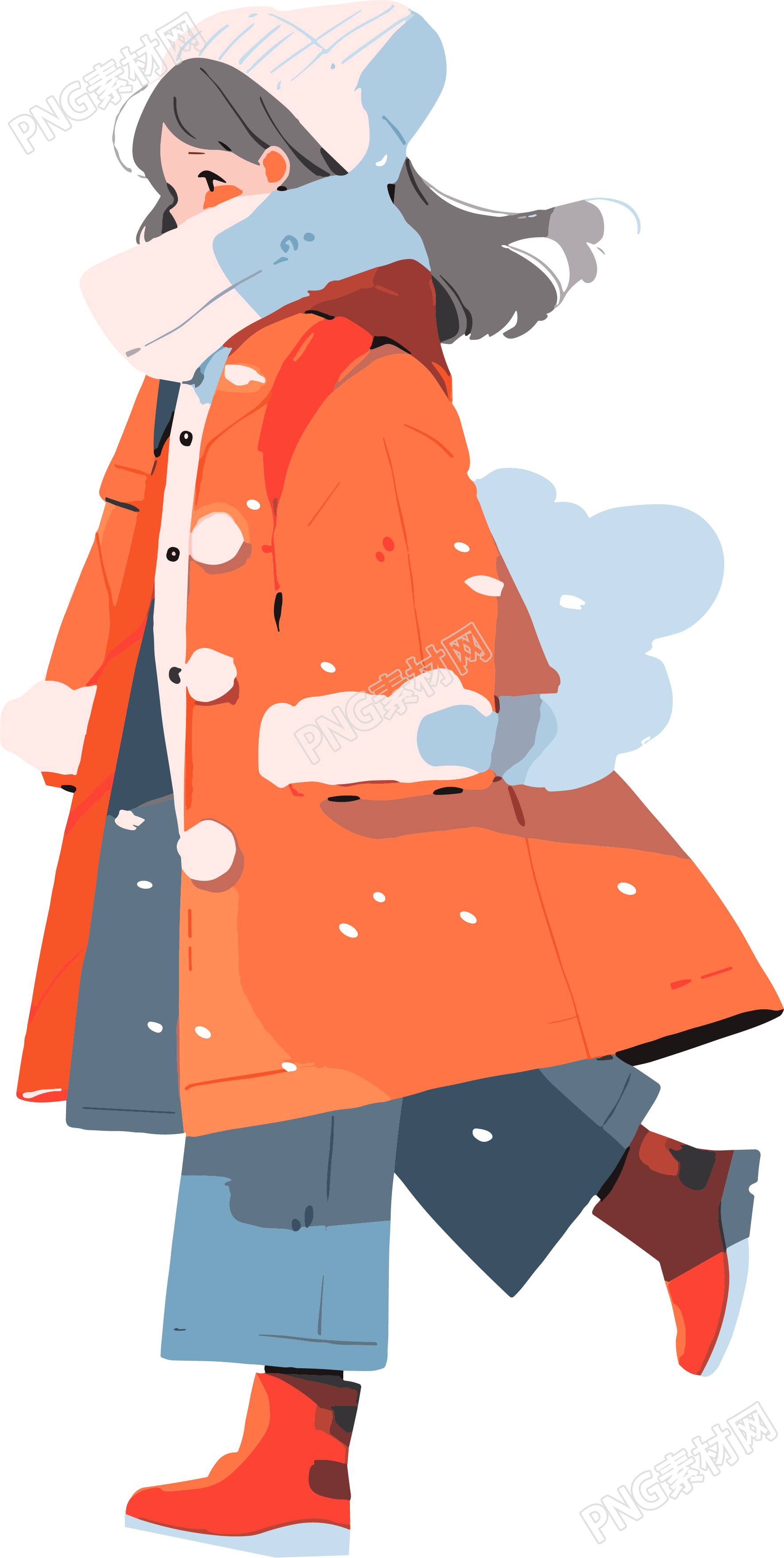冬季羽绒服女孩创意设计素材
