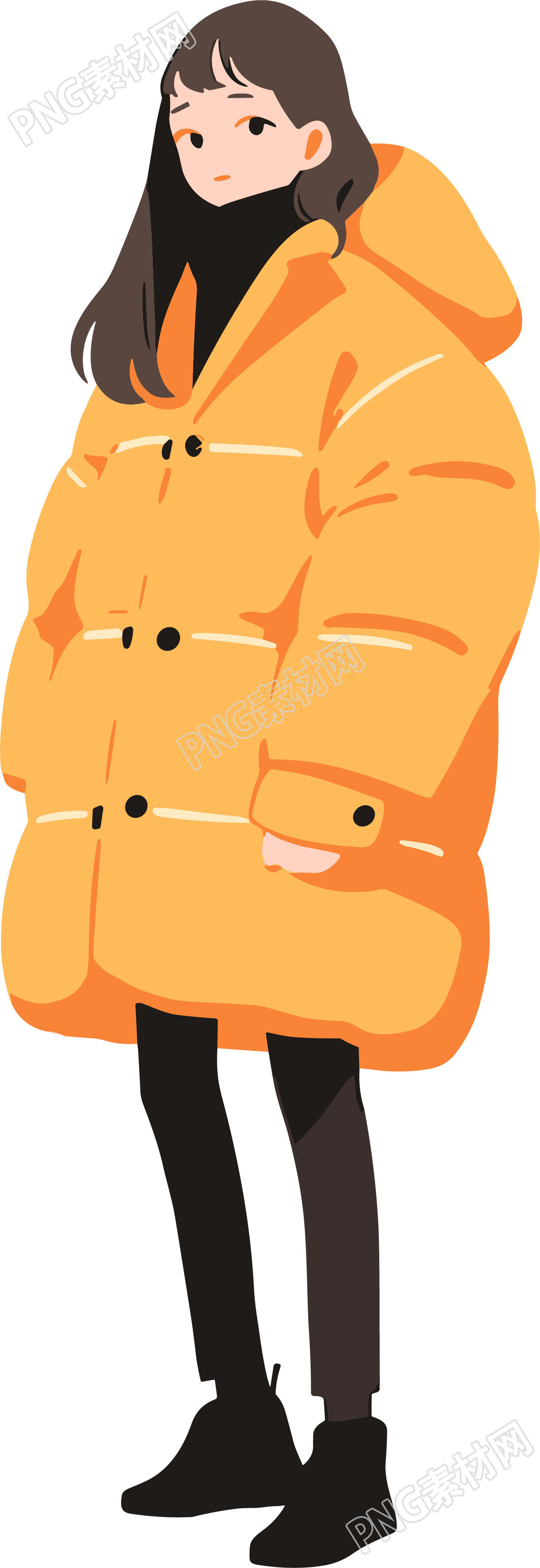 冬季羽绒服女孩PNG插图