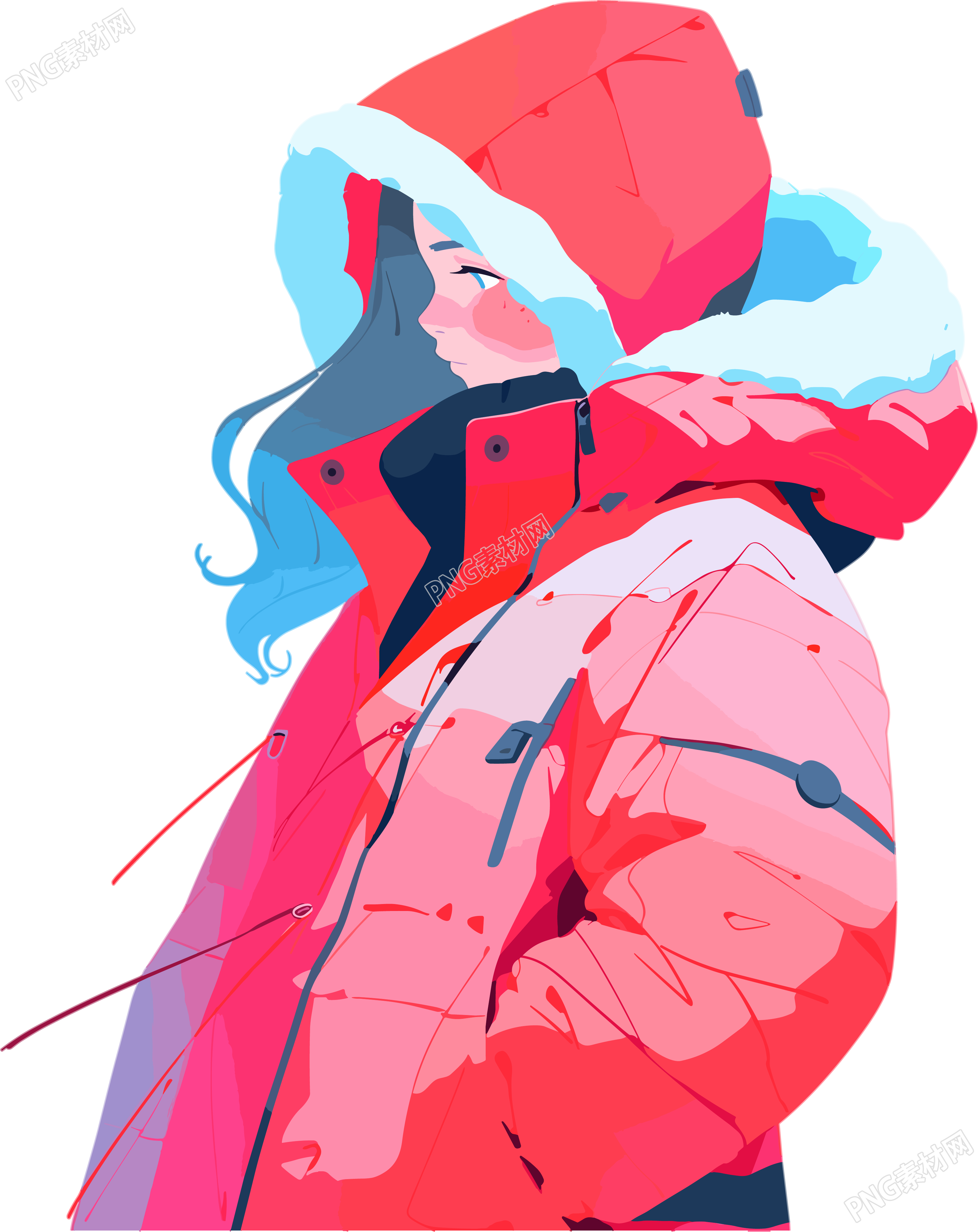 冬季羽绒服女孩PNG素材