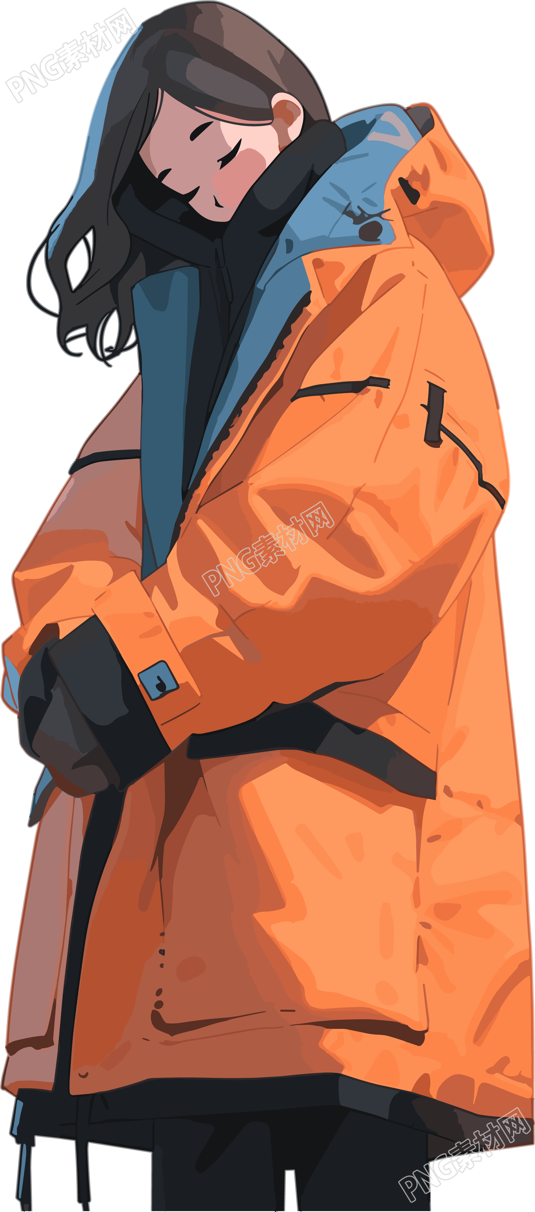 冬季羽絨服女孩可商用插圖