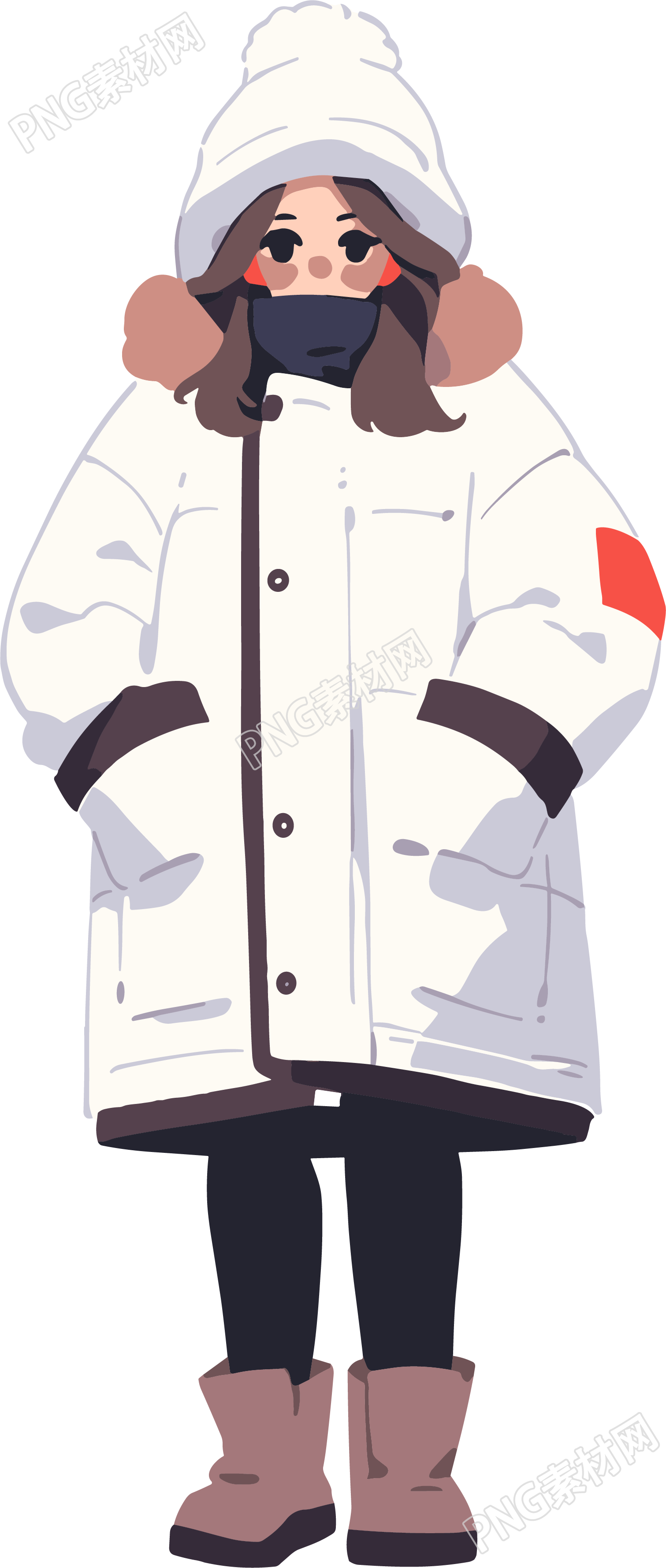 冬季羽绒服女孩保暖插画