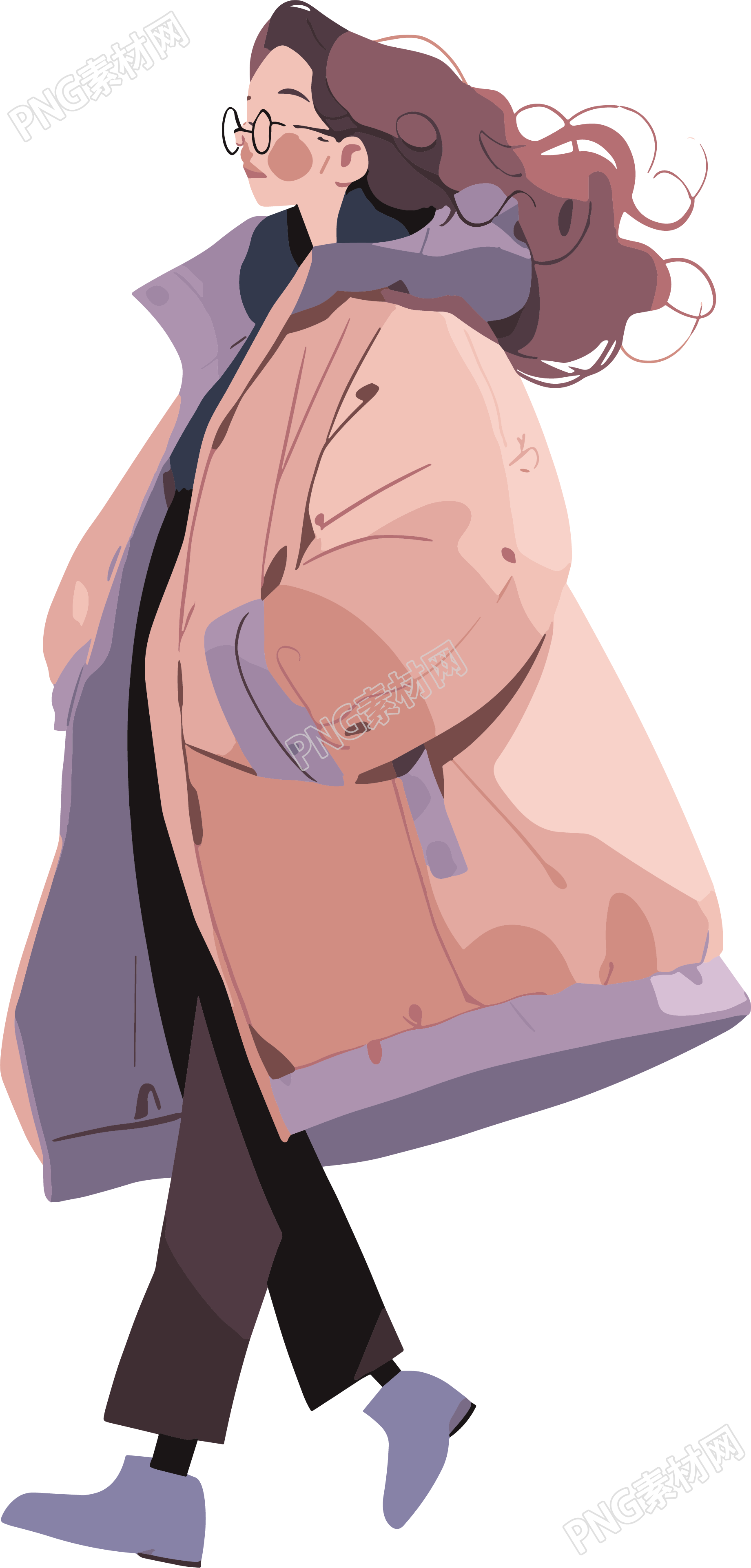 冬季羽绒服女孩创意设计插画
