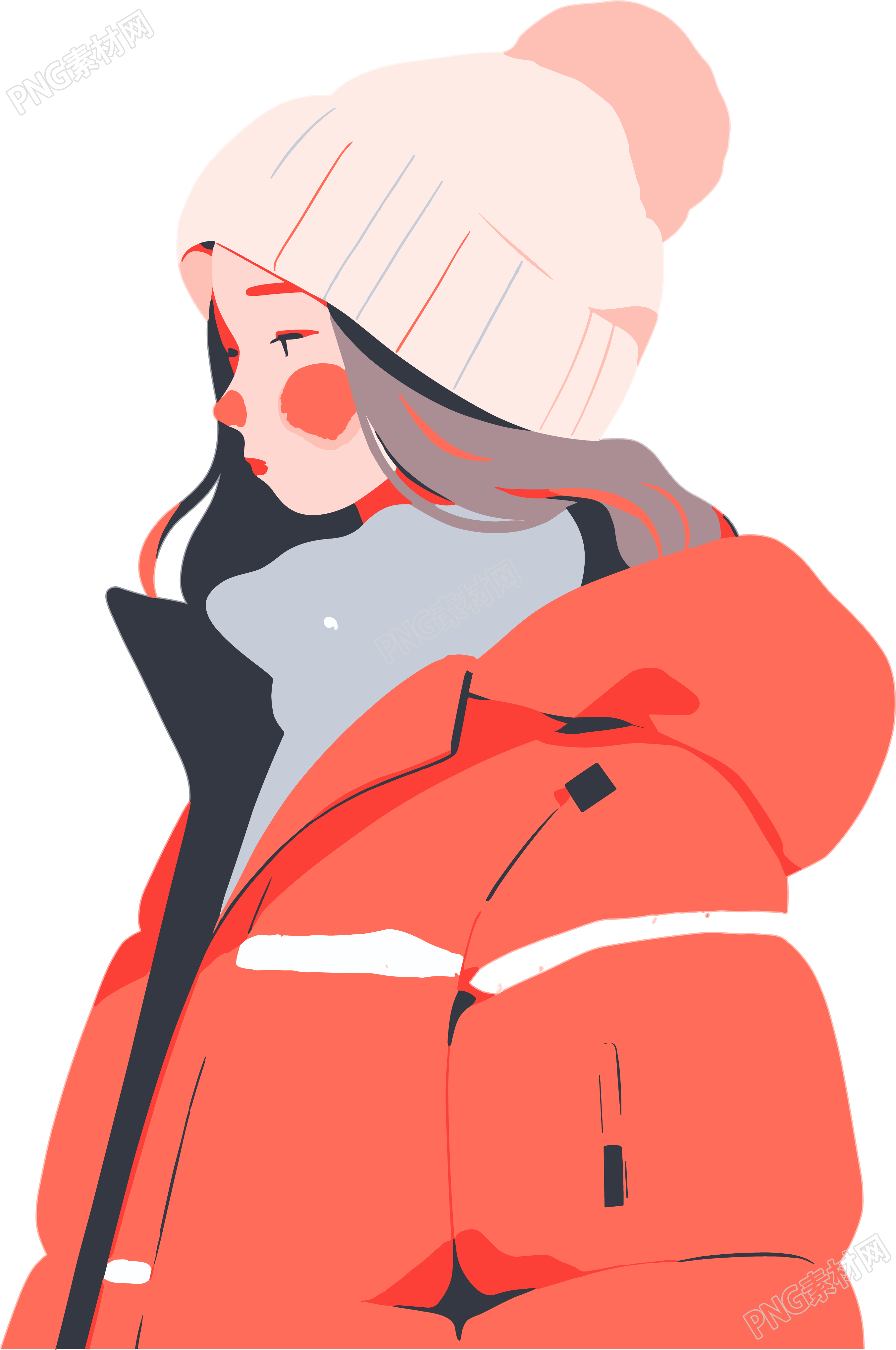 冬季羽绒服女孩2D图形插图