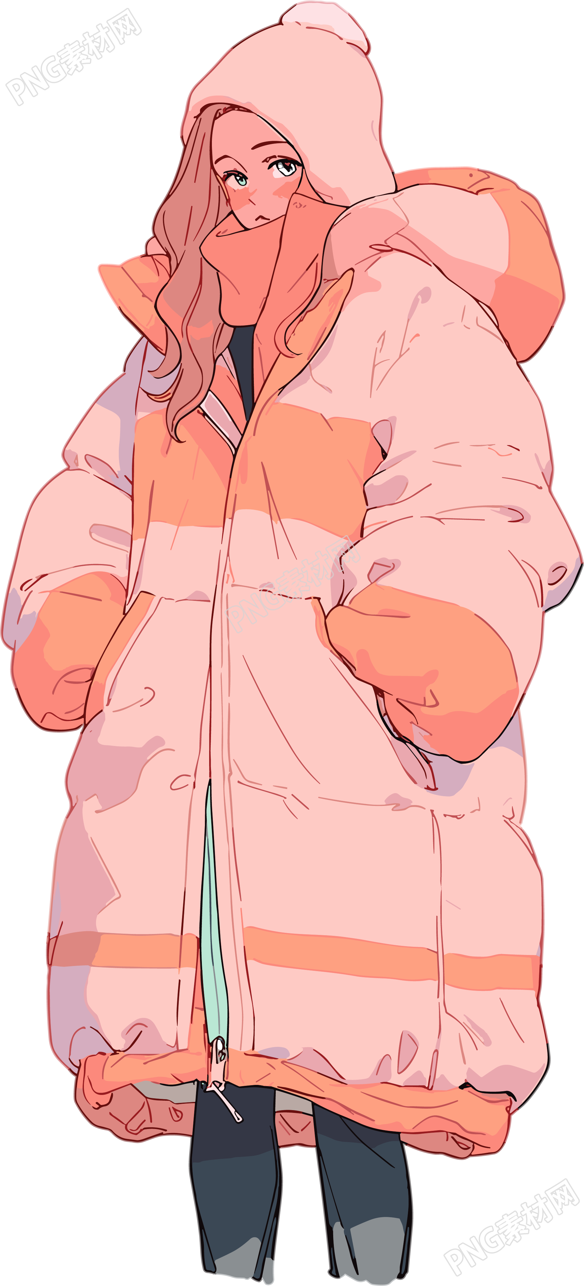 冬季羽绒服女孩PNG图形设计素材