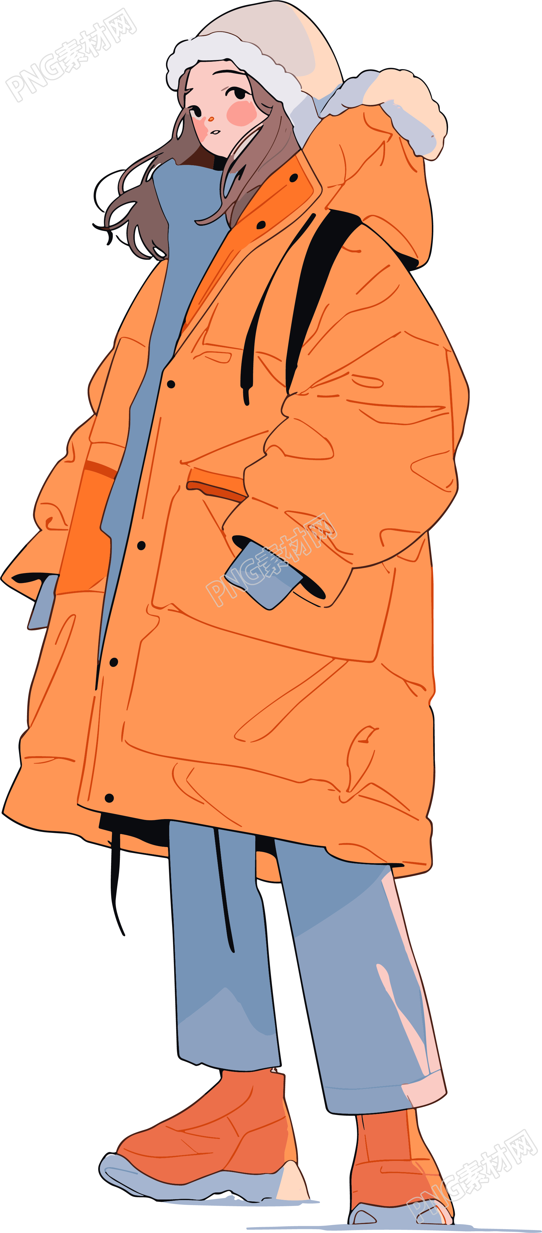 冬季羽绒服女孩时尚插画