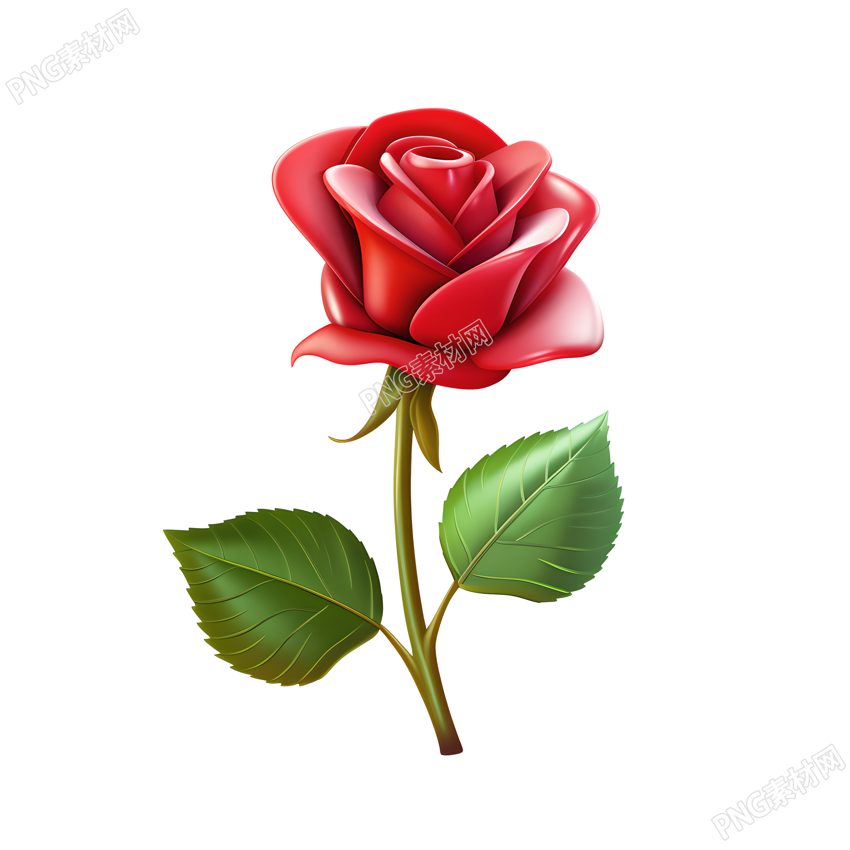 3D玫瑰花插画设计元素