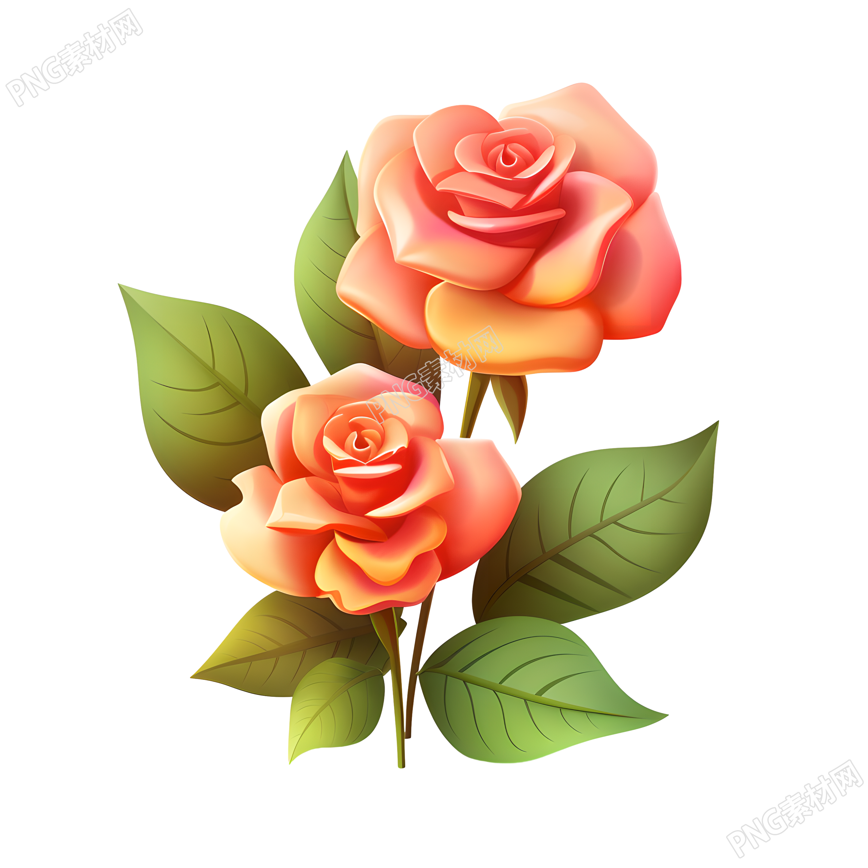 3D玫瑰花图标素材