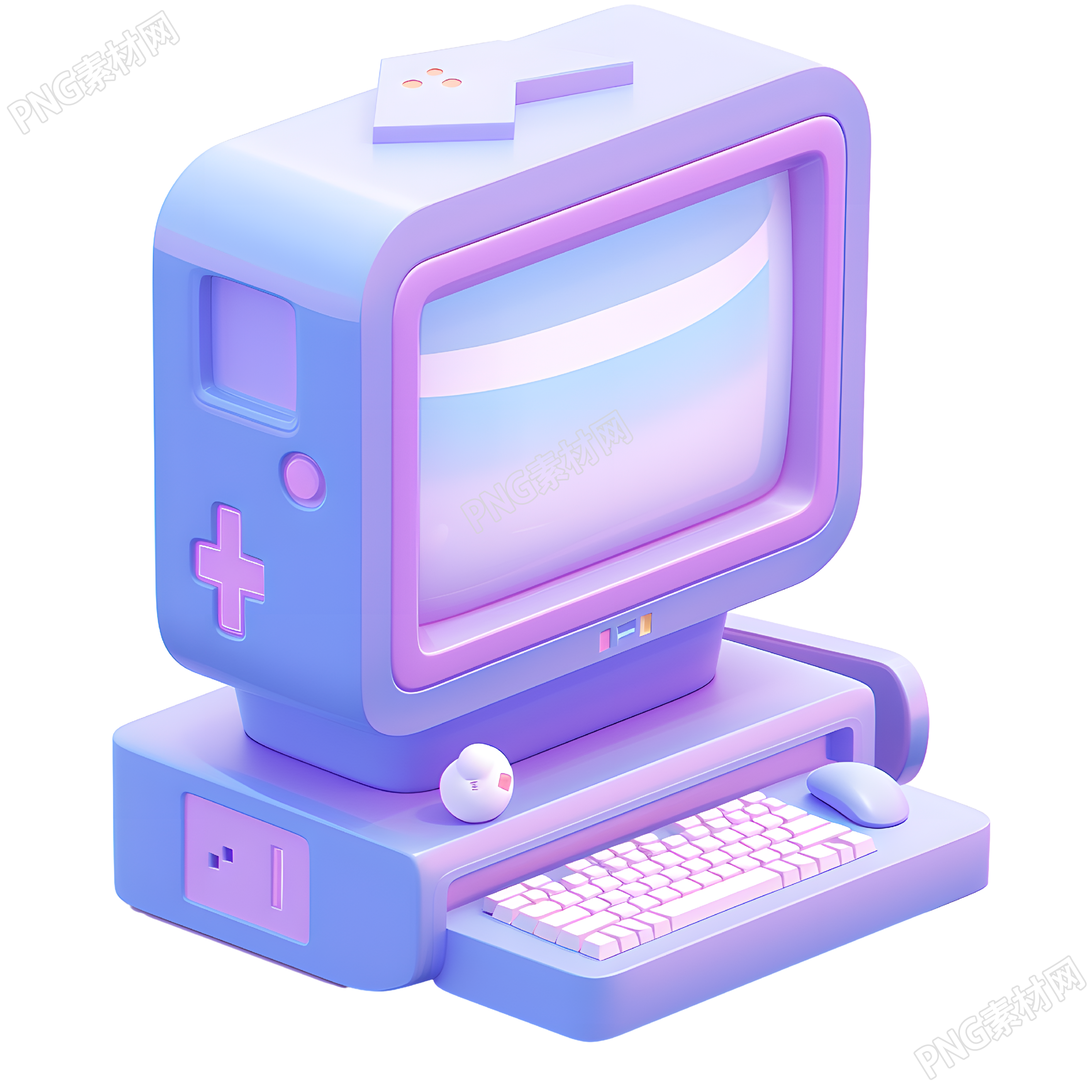 3D电脑卡通蓝紫色图标元素