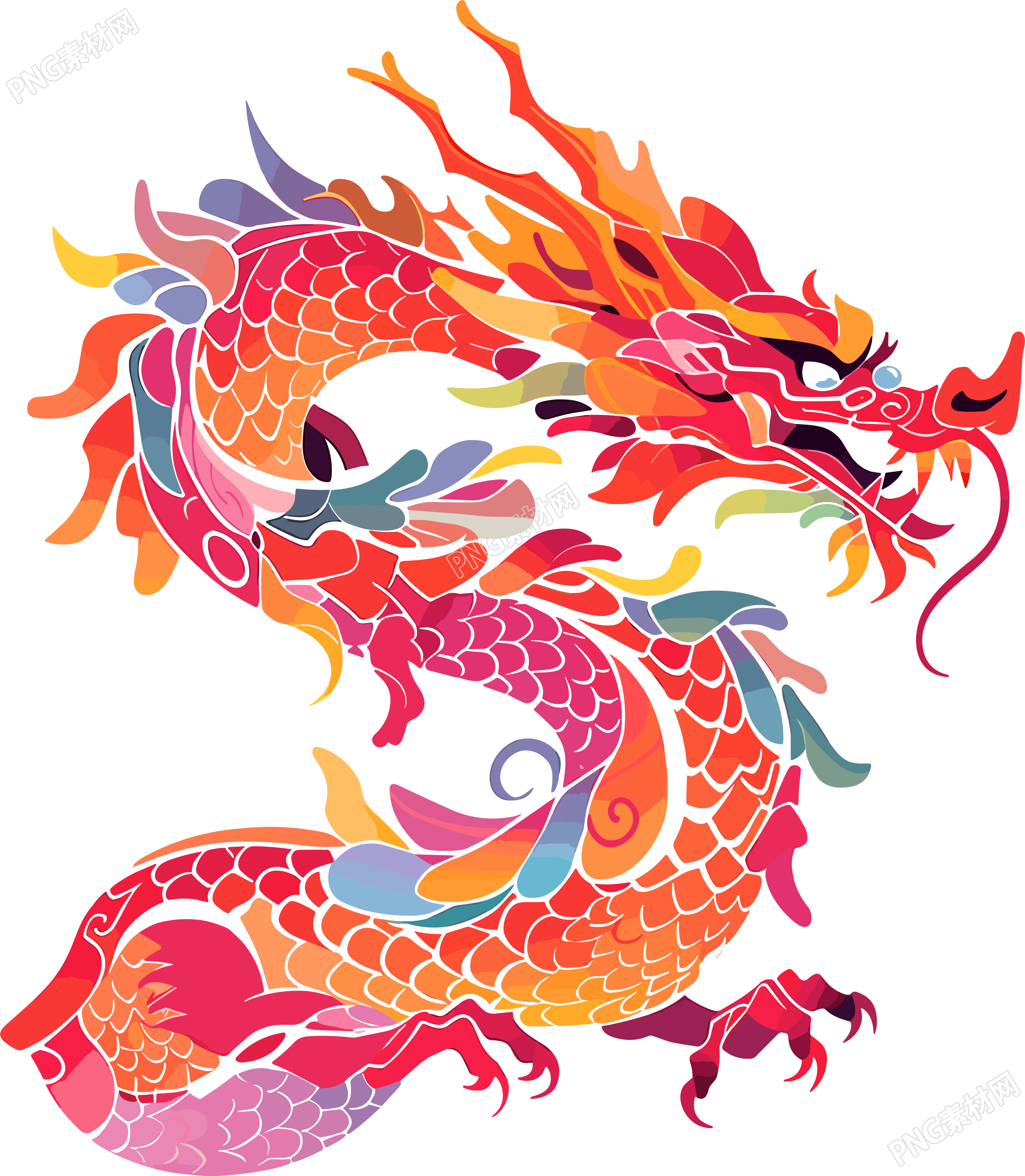 中国龙2D平面插画
