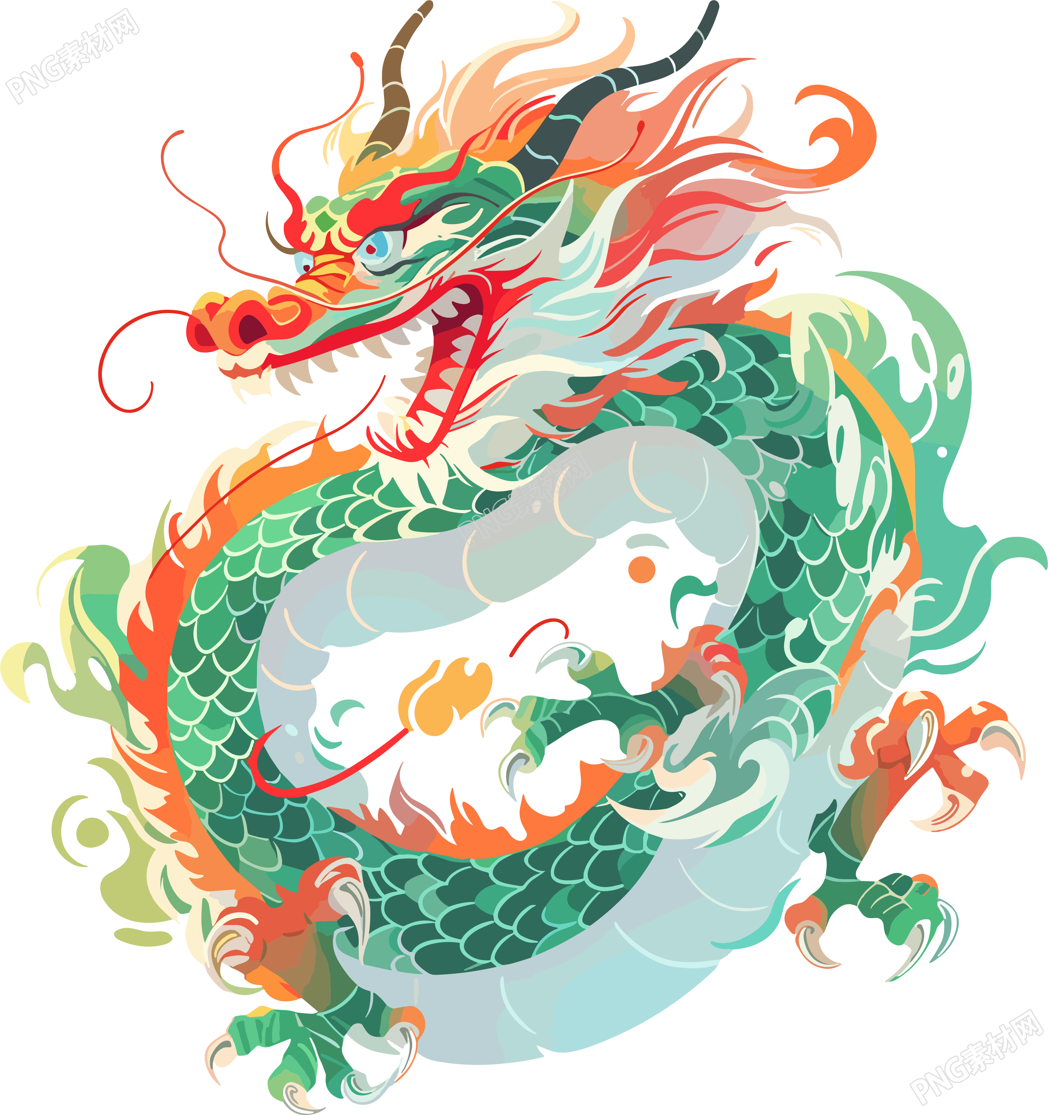 中国龙民俗文化插画