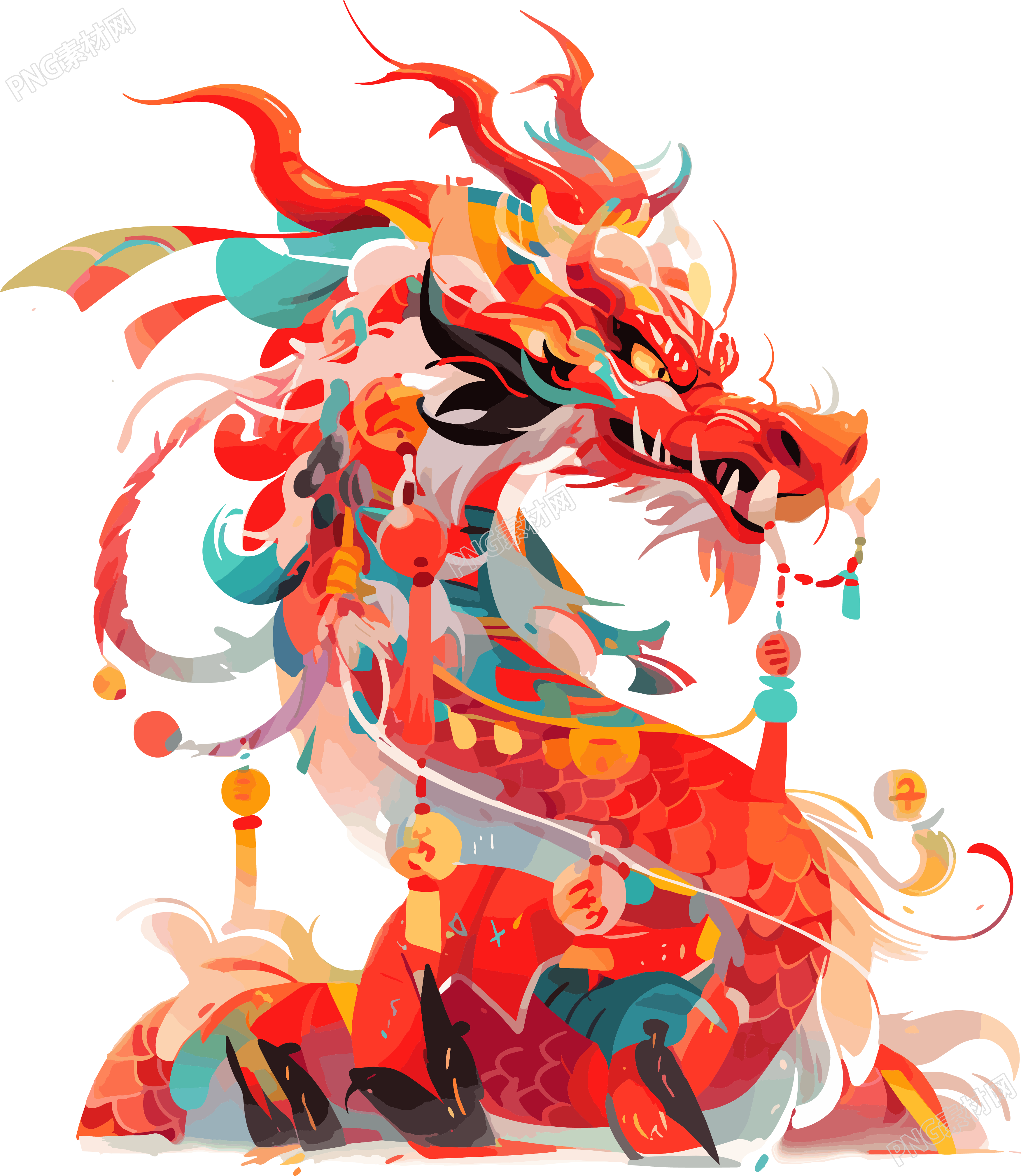 中国龙年画插画设计元素