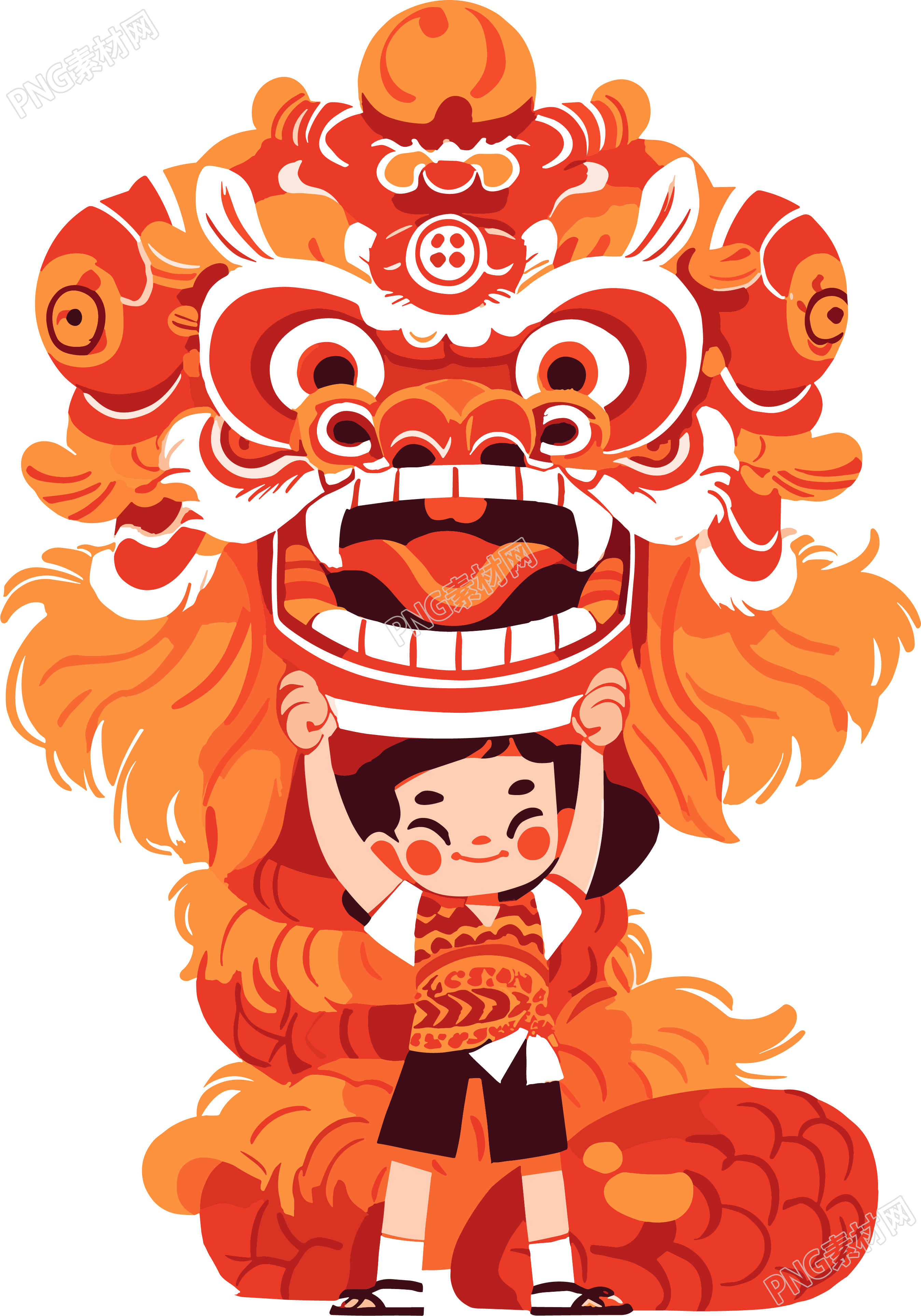 舞獅男孩PNG插圖