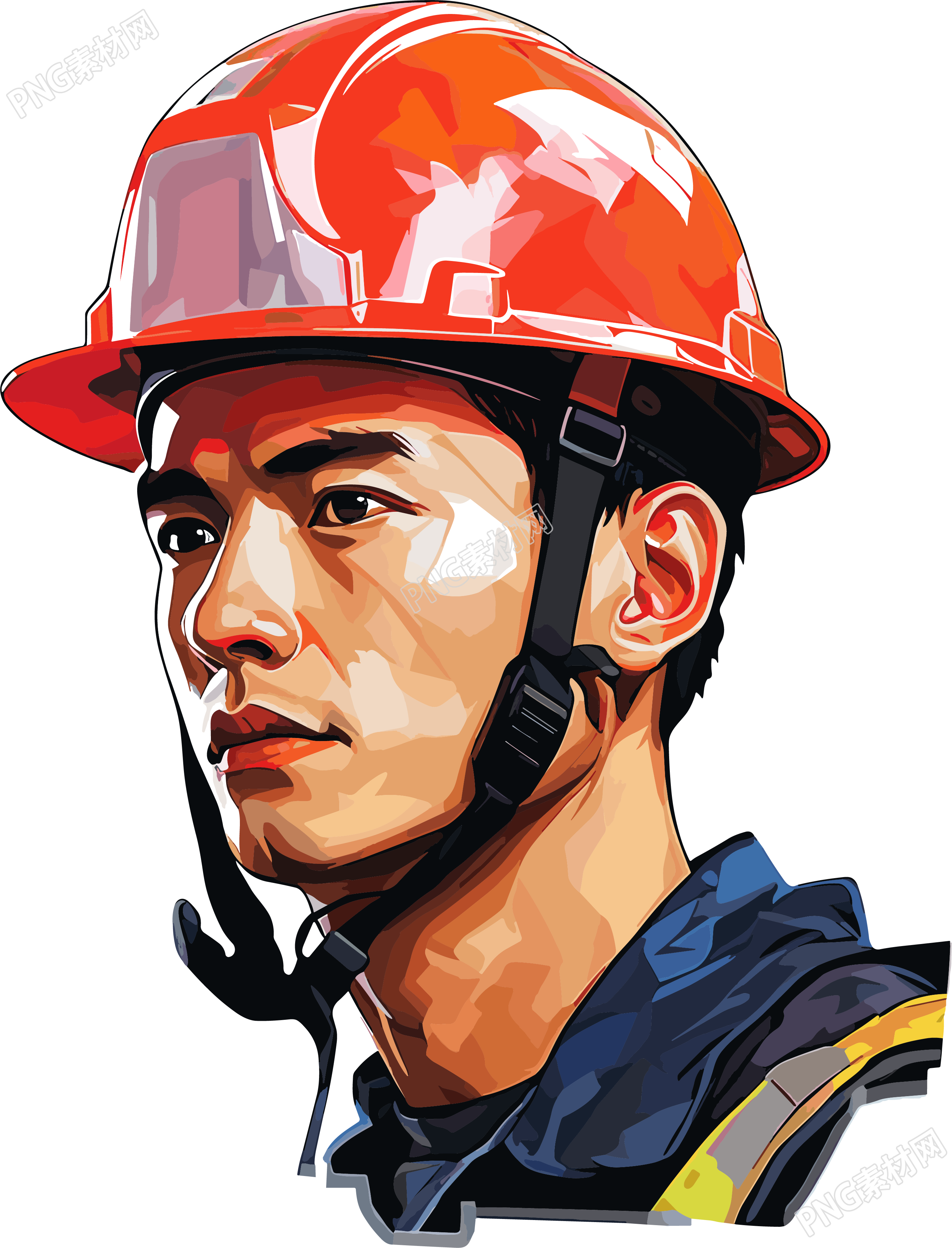 工人带红色安全帽插画设计