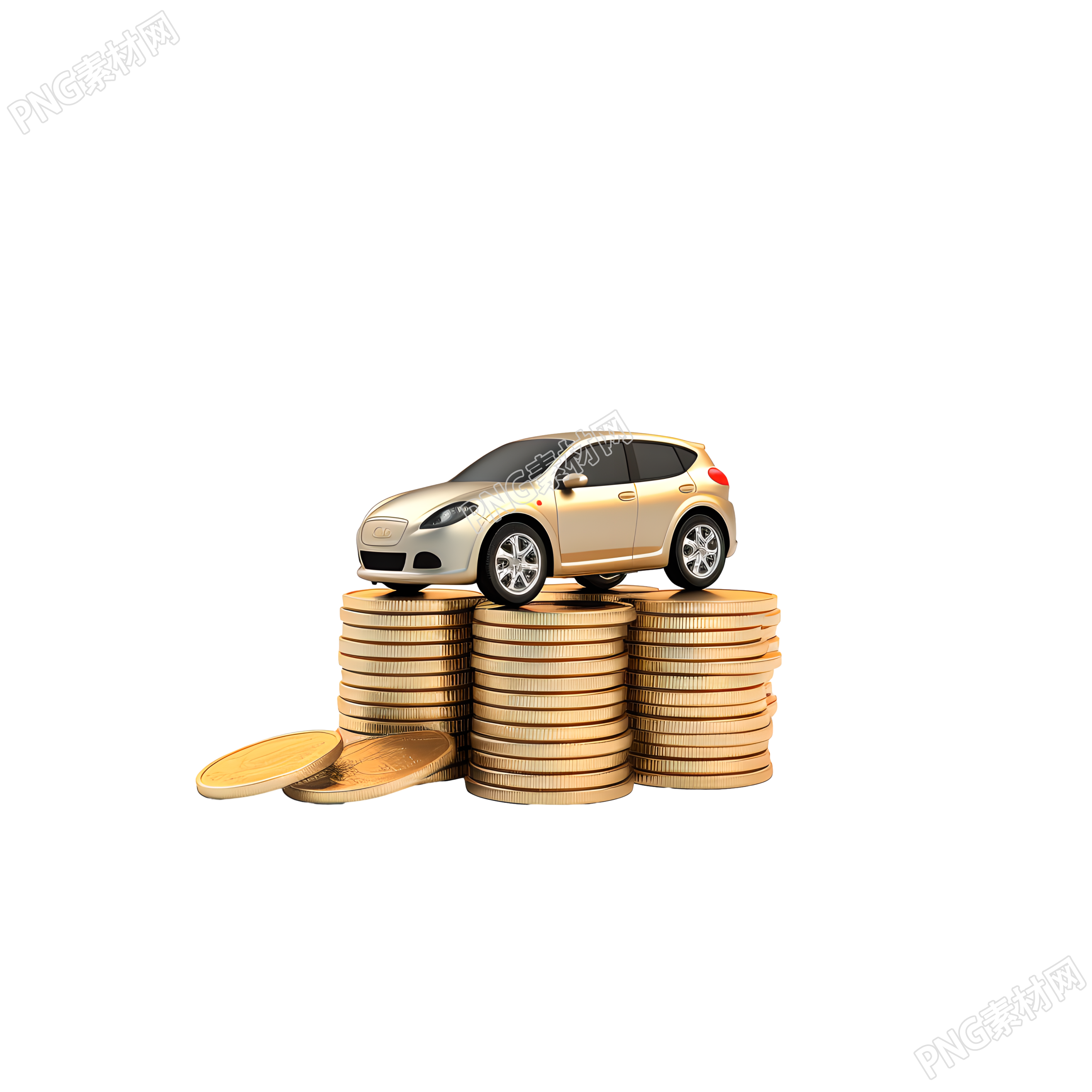 3D金币汽车高清PNG图形素材