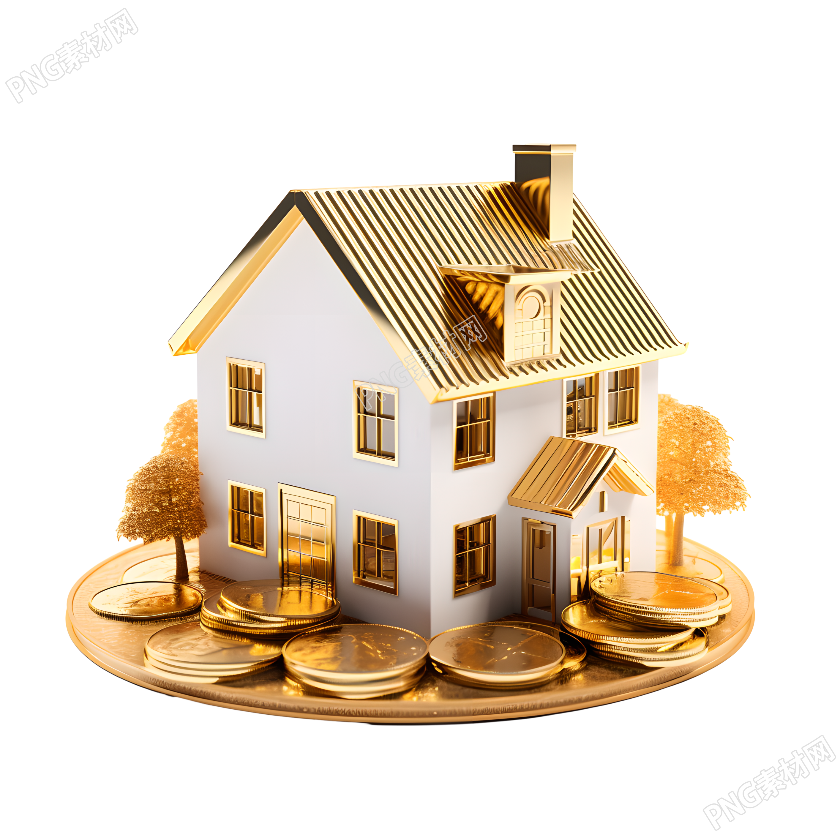 3D金币房屋图案素材