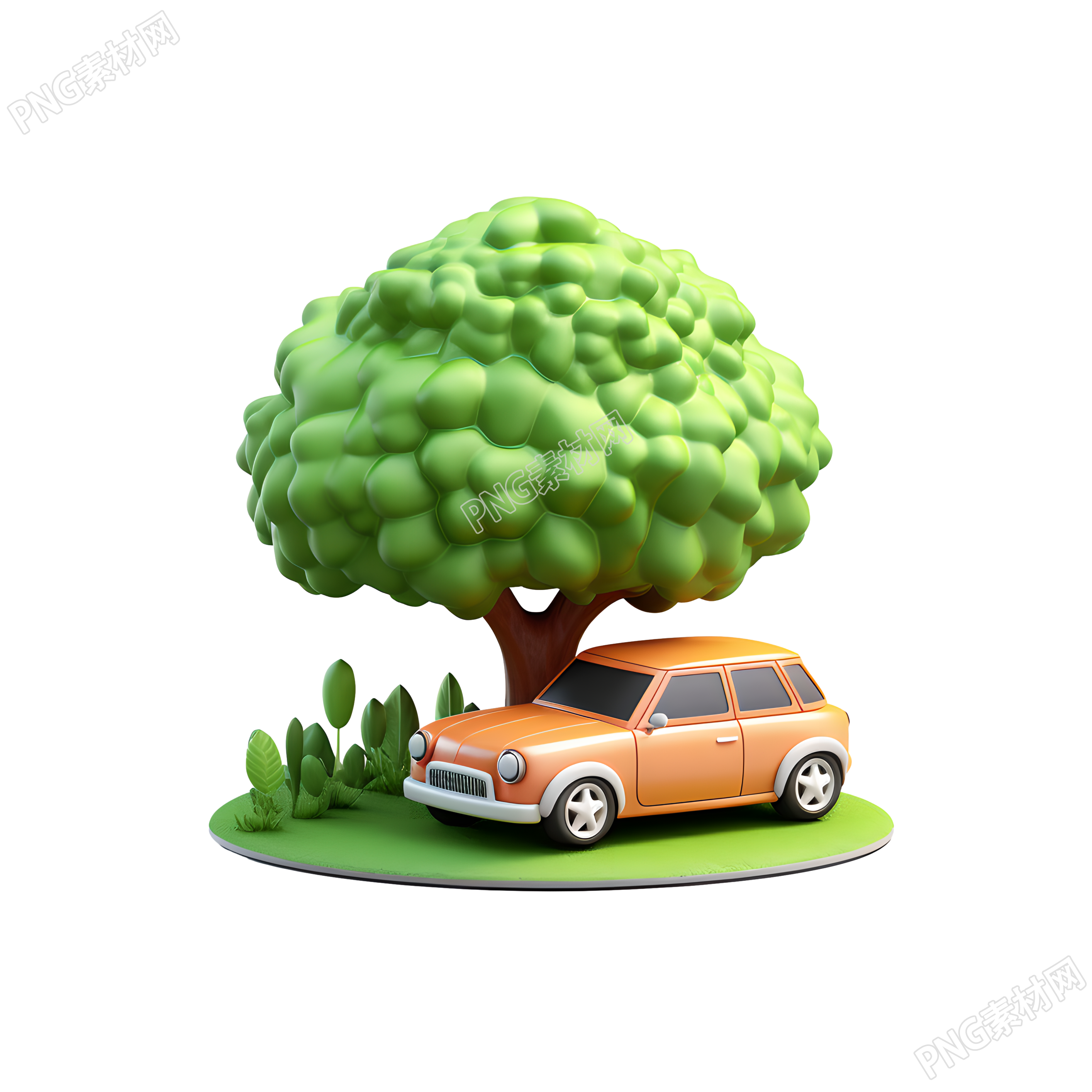 3D环保汽车大树插图