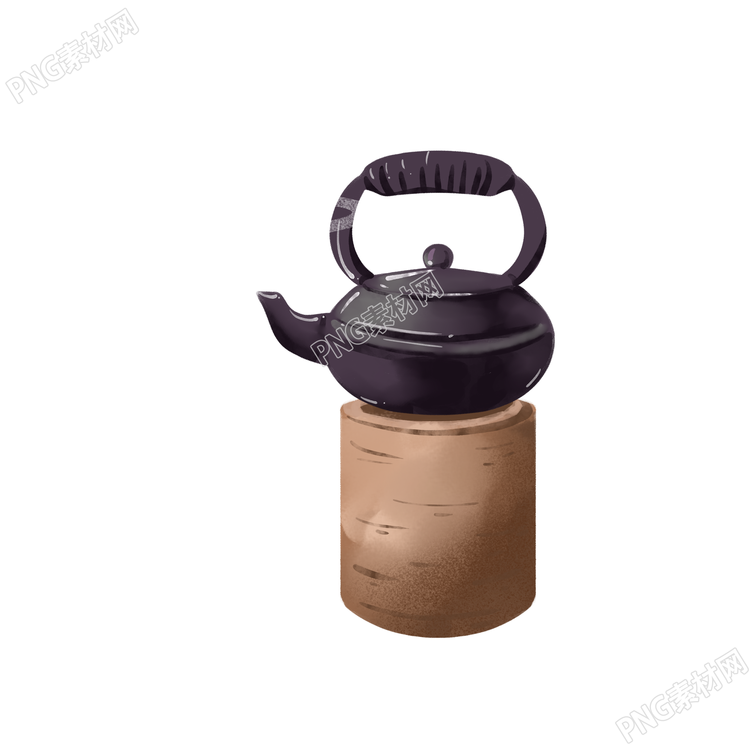 围炉煮茶土陶罐手绘插画