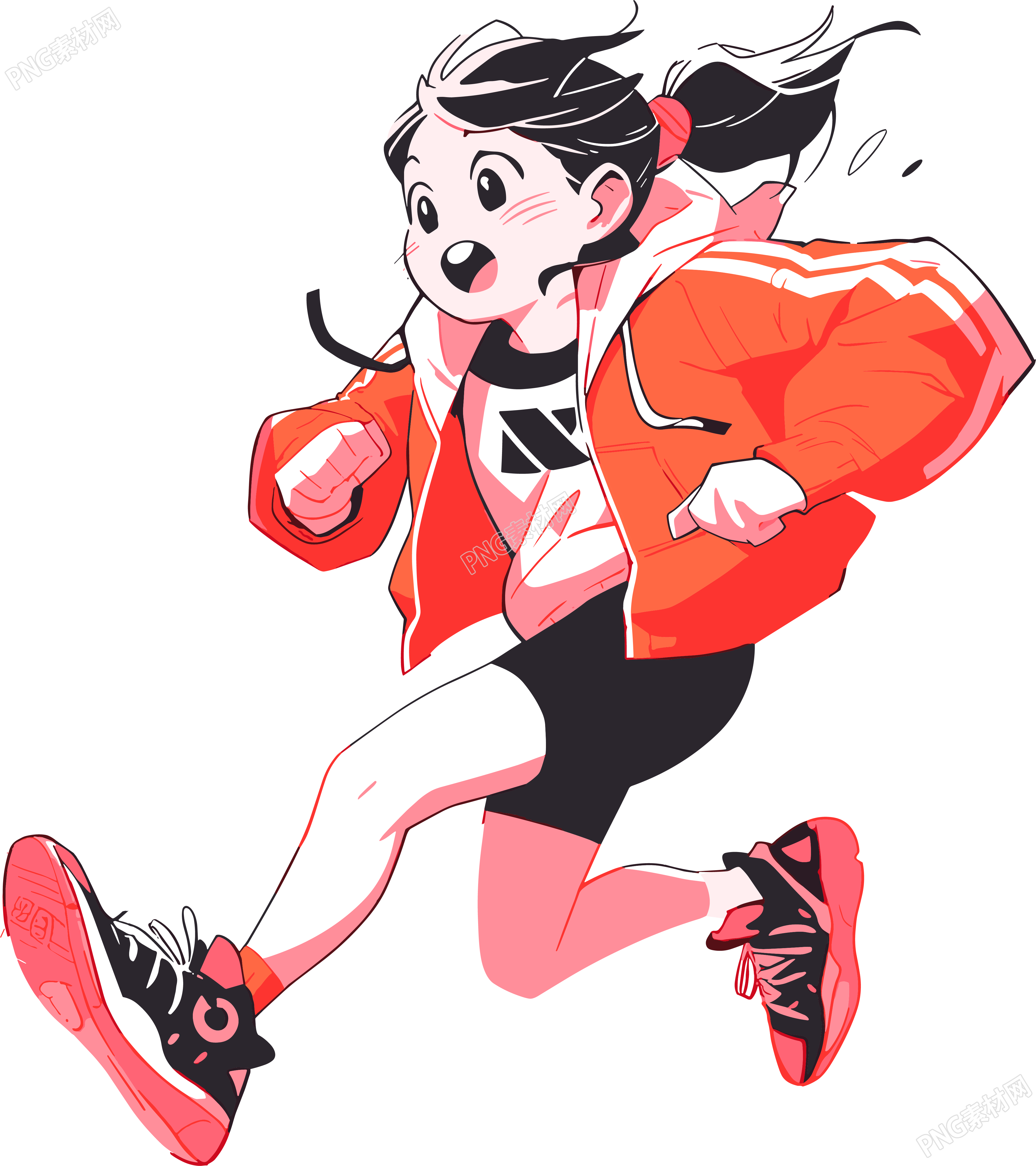运动装女孩卡通图案插画