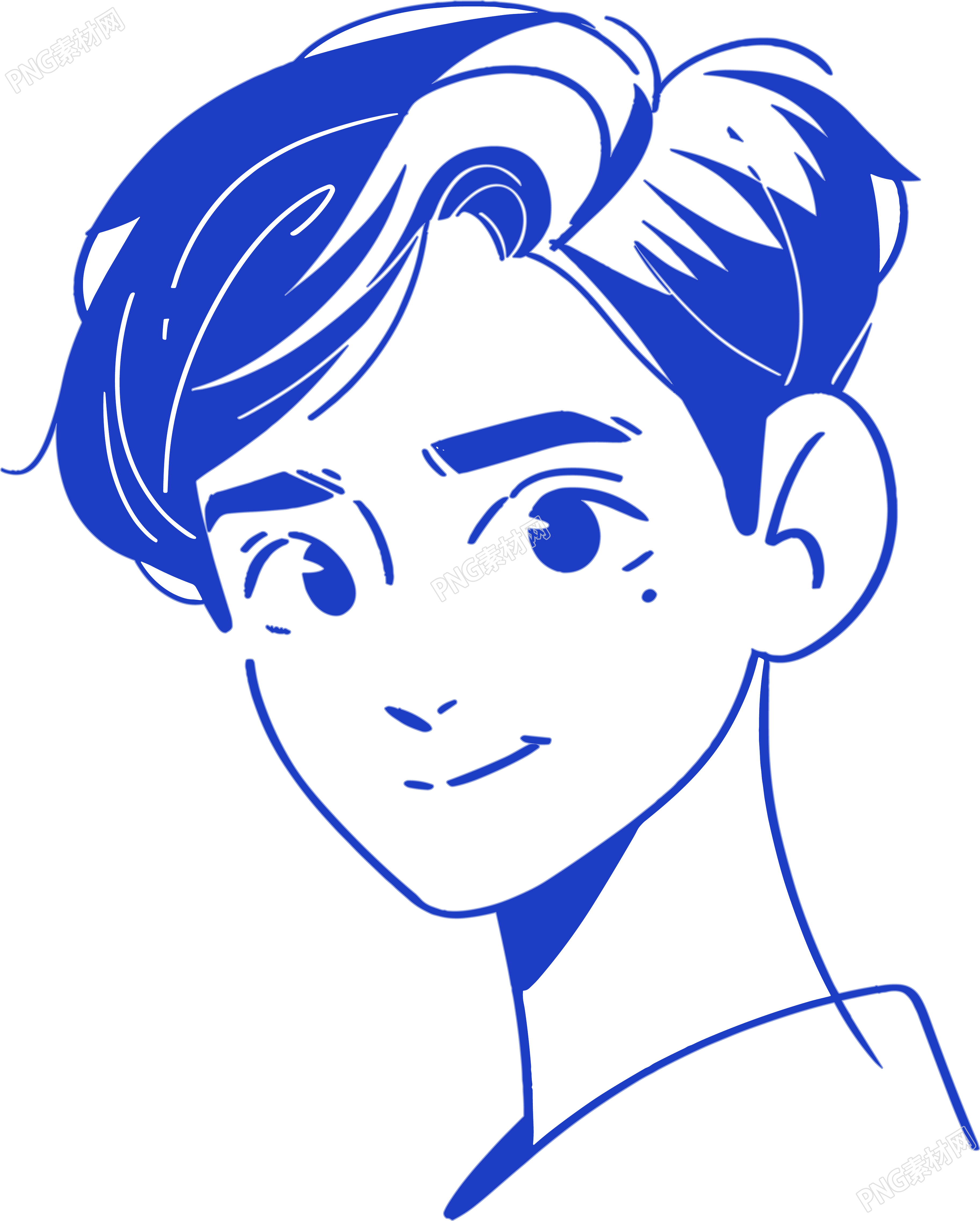 卡通男孩的线条插画
