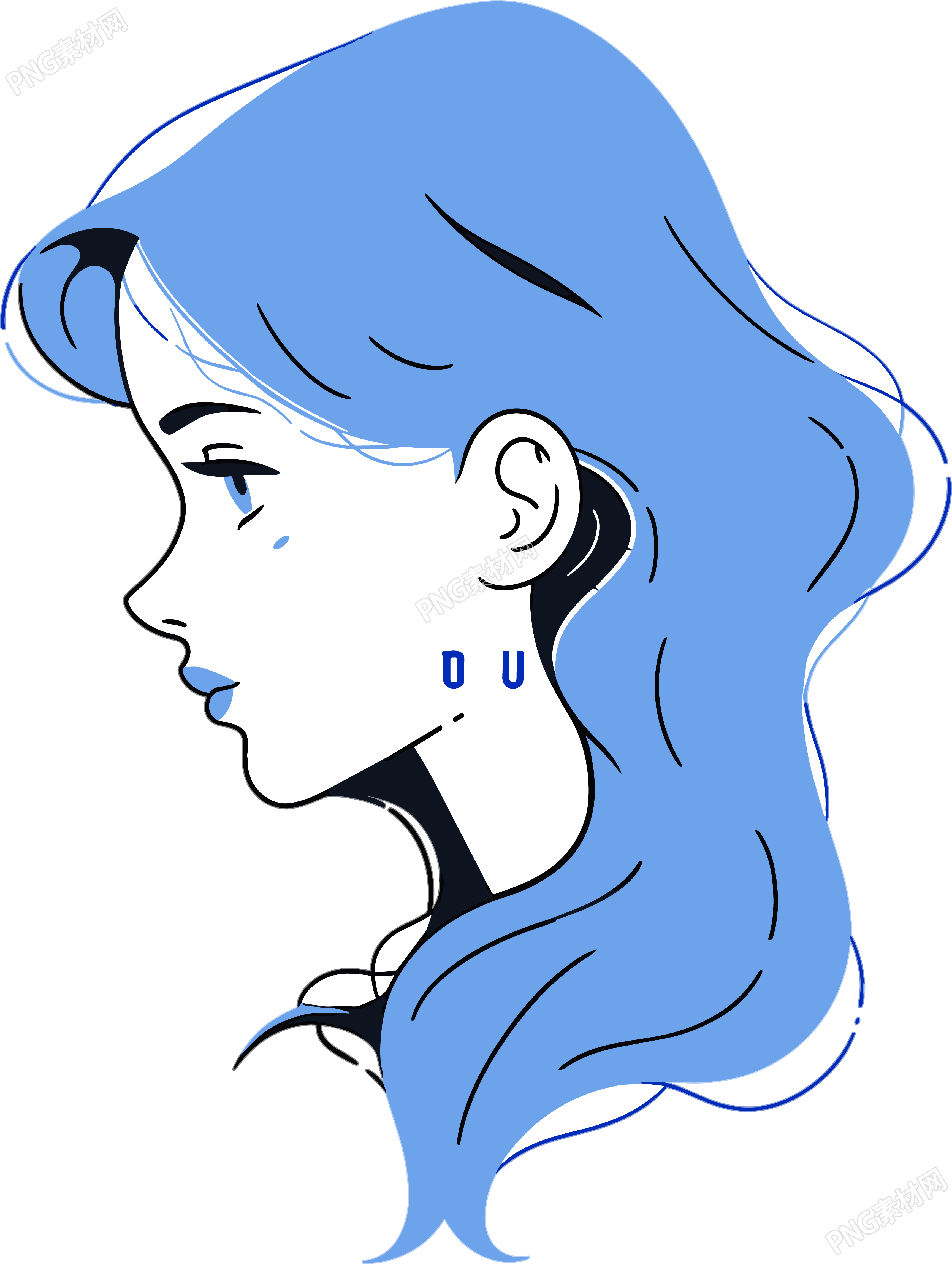 卡通女孩扁平化创意设计素材