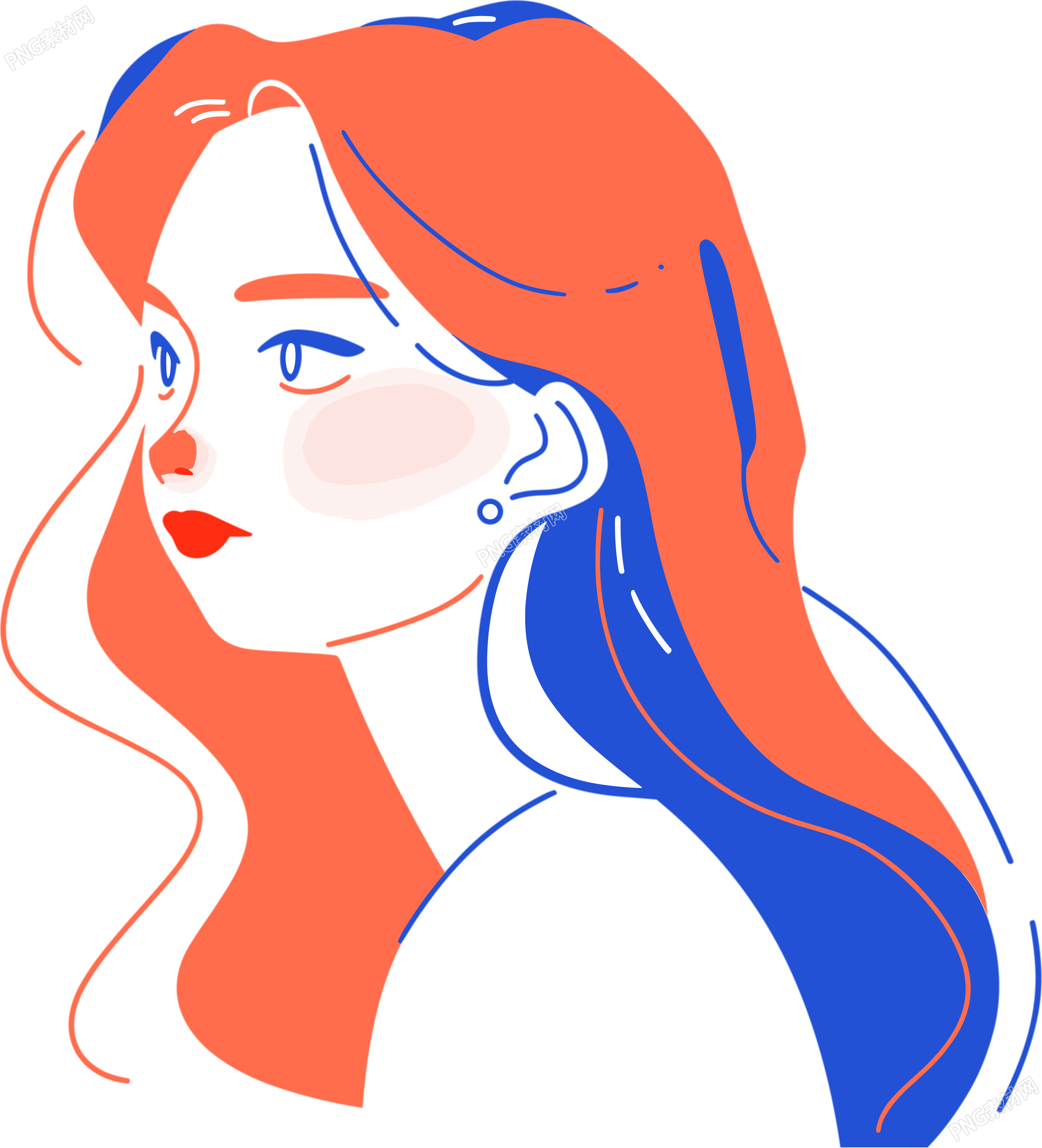 卡通女孩线条描绘素材