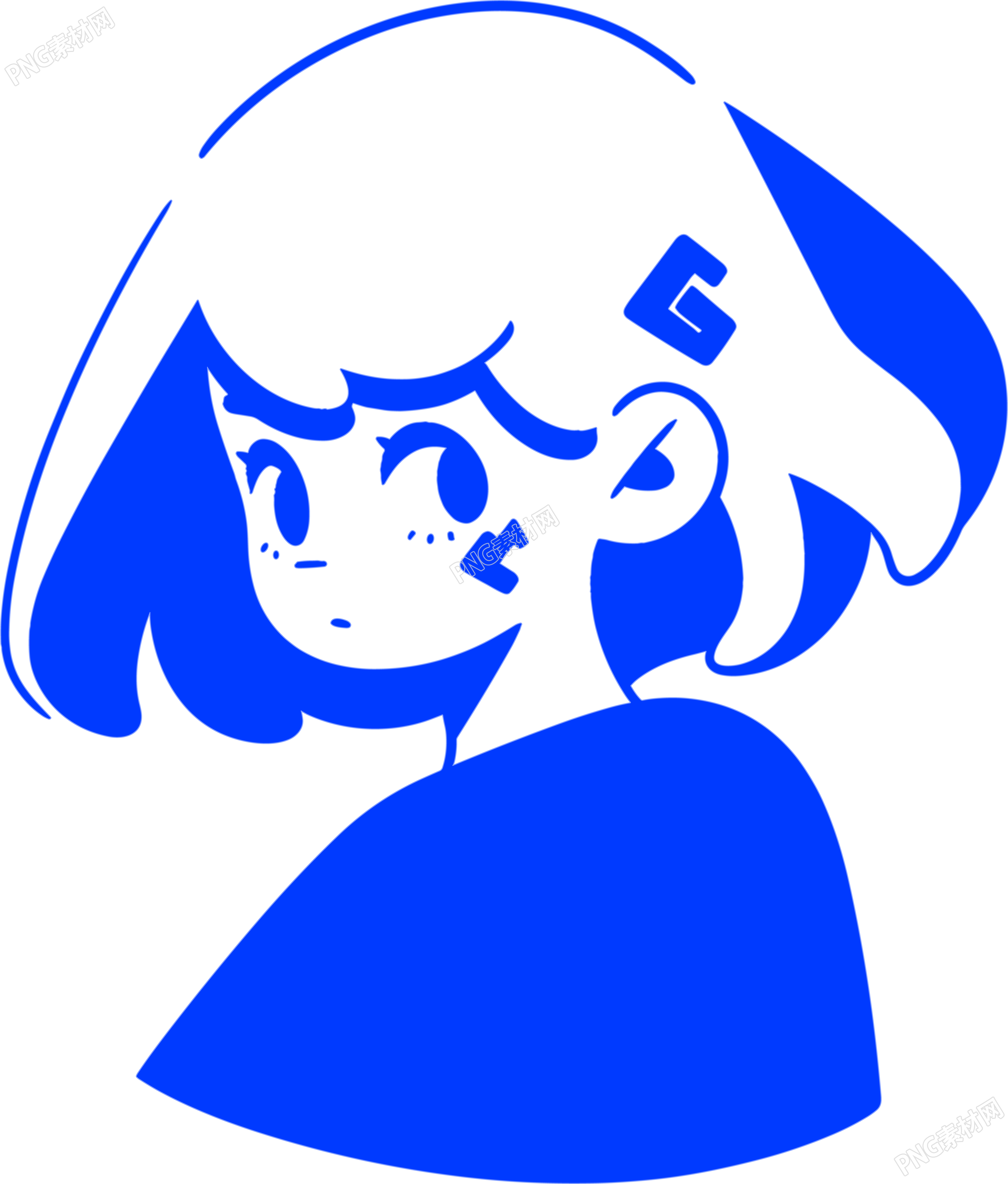 卡通女孩线条简约插画设计